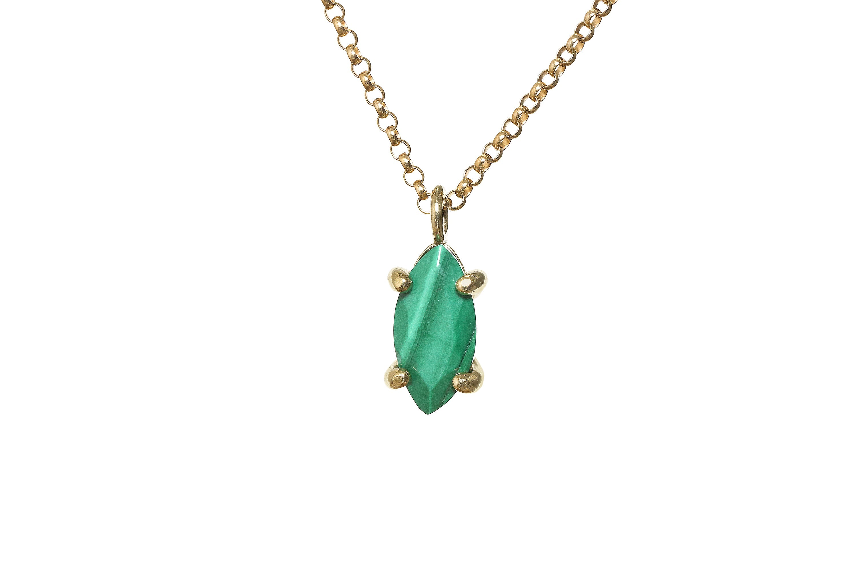 Decorative Malachite Gold Pendant Necklace necklaces Anemone Unique