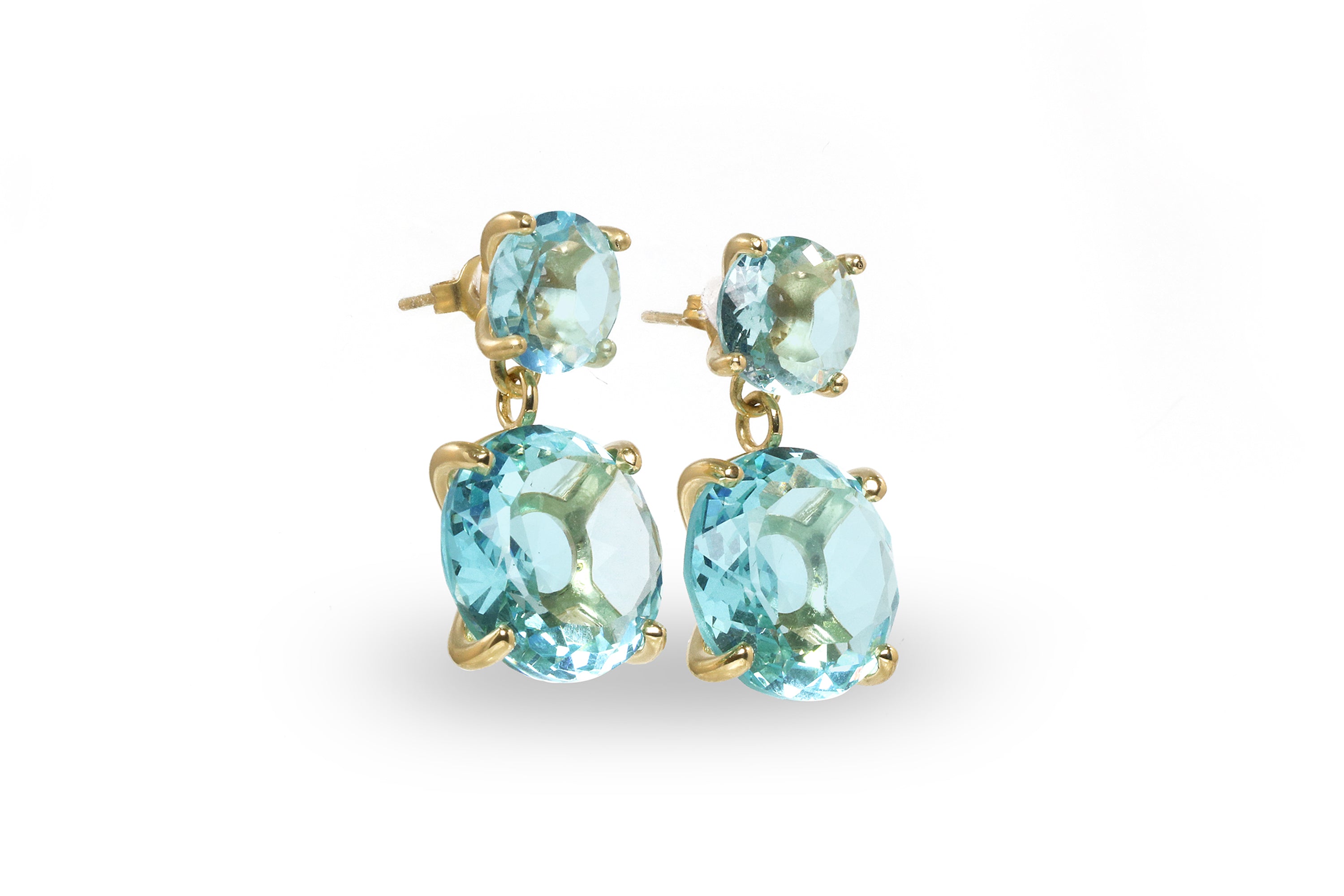 Brilliant Double Topaz Stud Earrings in Gold Earrings Anemone Jewelry