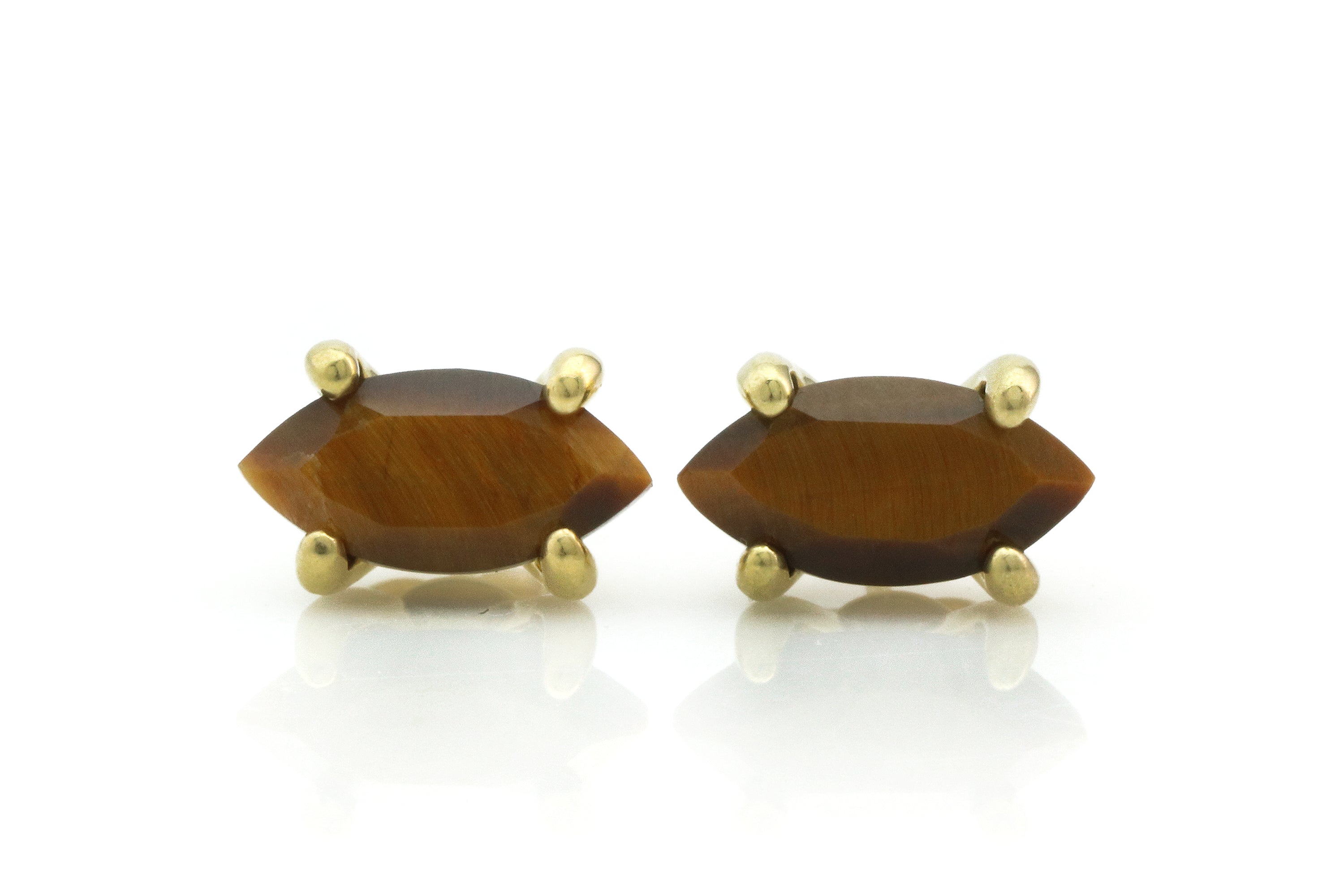 Intriguing Dainty Tiger Eye Stud Earrings in Gold Earrings Anemone Unique