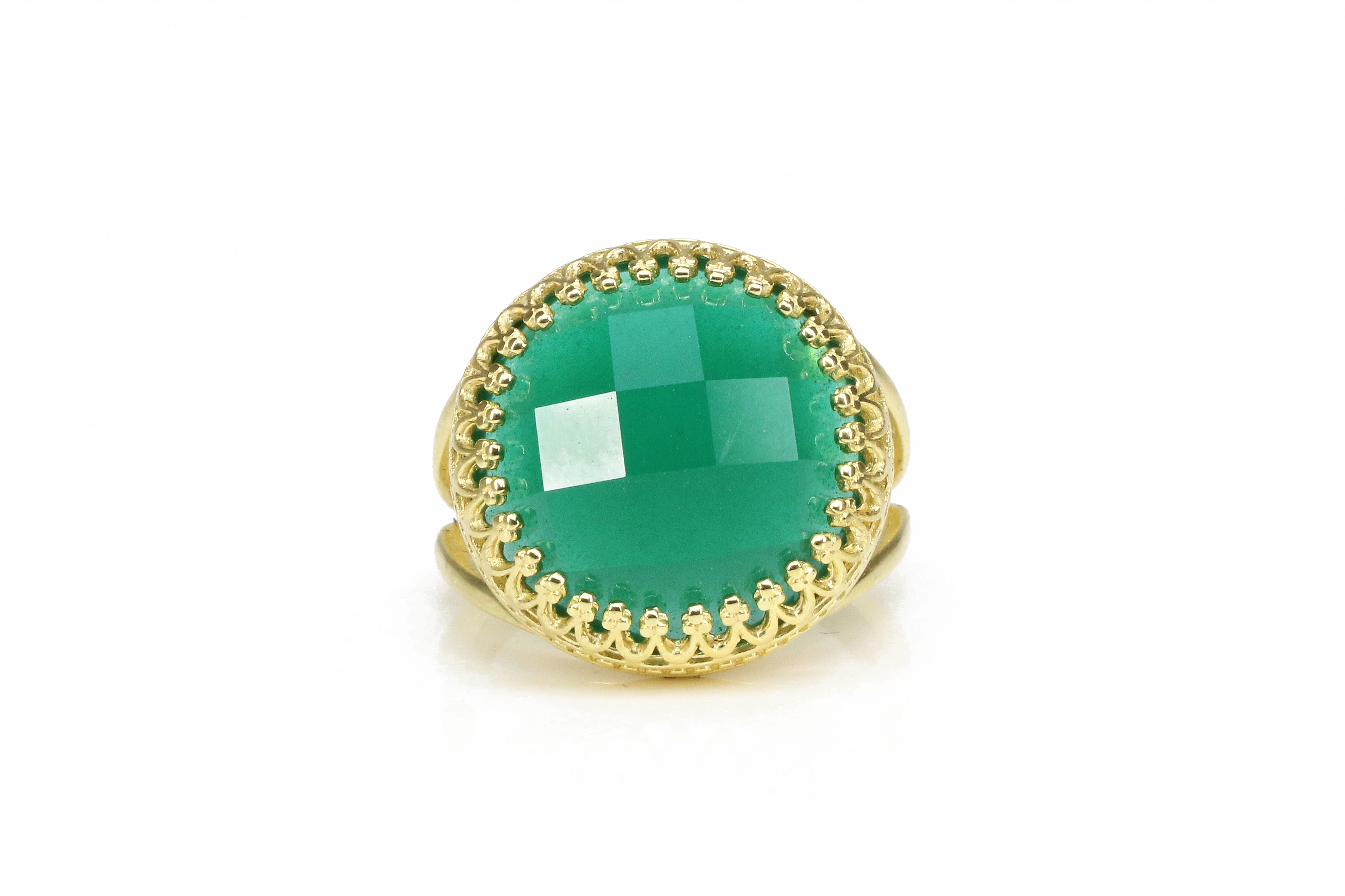 Sophisticated Green Onyx in 14k Gold-filled Ring Band Rings Anemone Jewelry