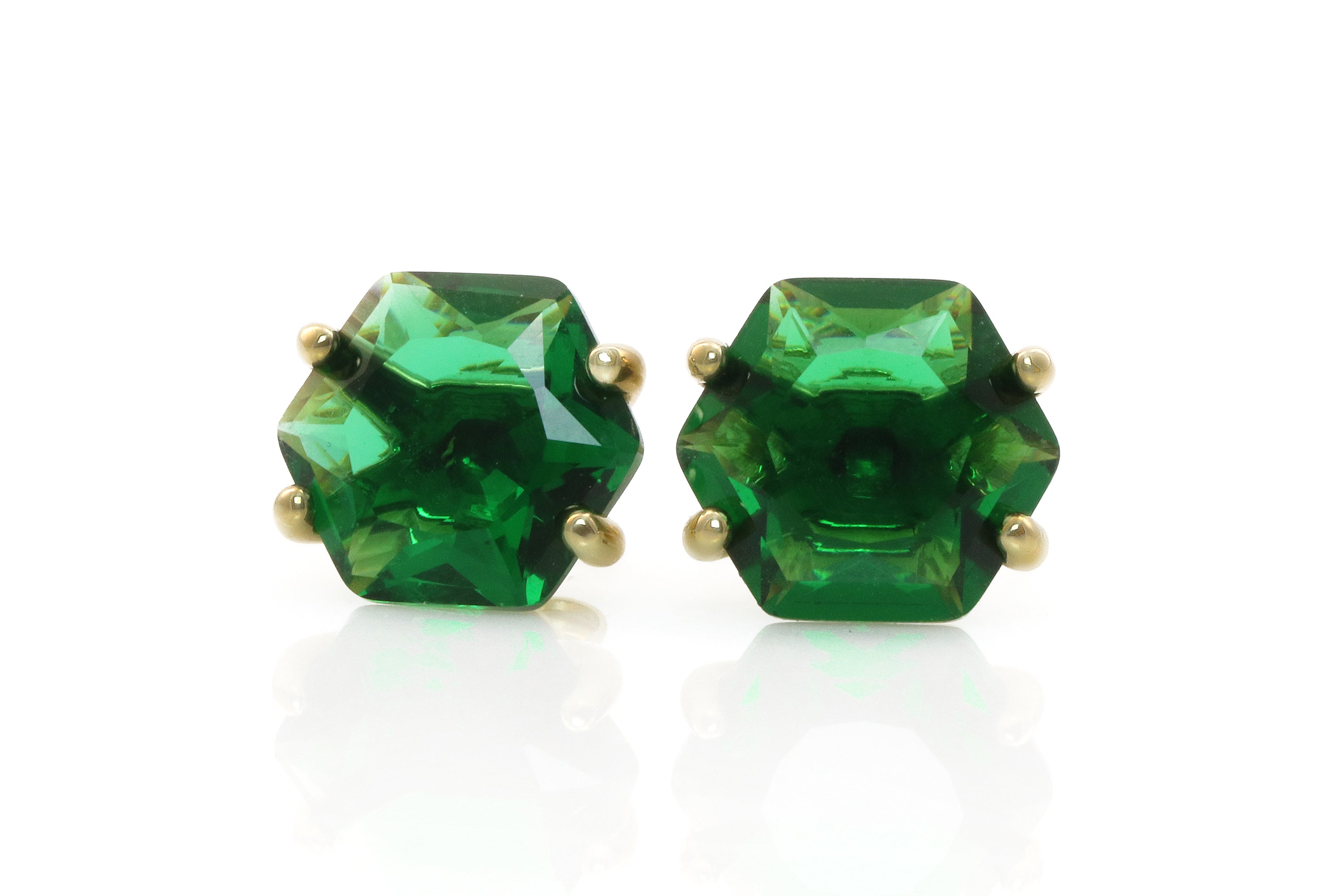 Modern Gold Emerald Stud Earrings Earrings Anemone Unique