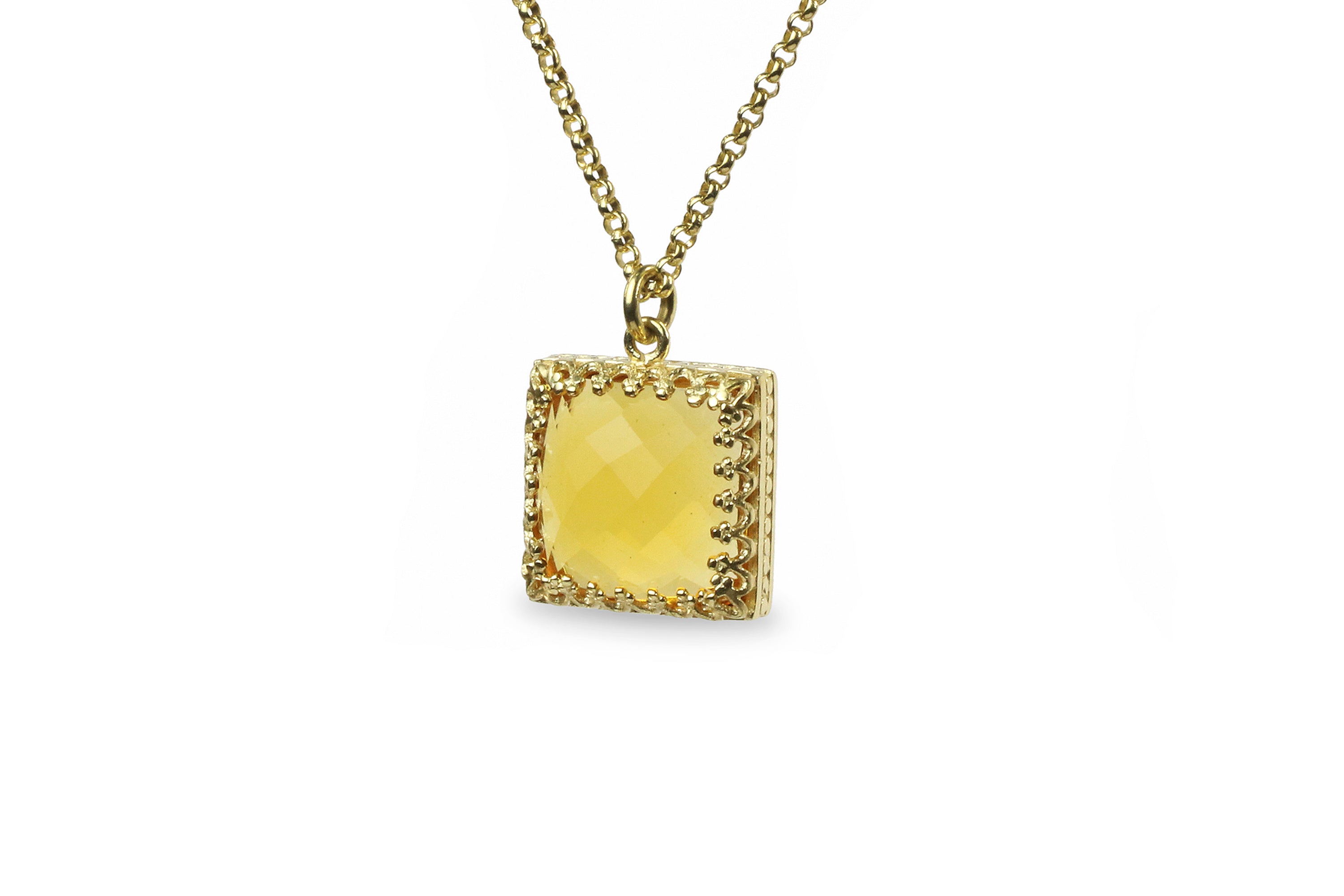 Stylish Vintage Citrine Birthstone 14k Gold Necklace necklaces Anemone Jewelry
