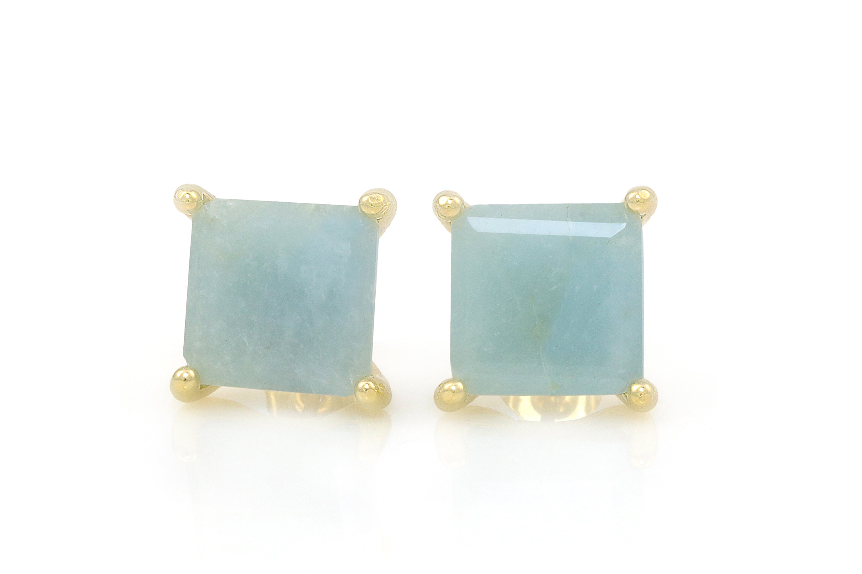 Elegant Square Aquamarine Gold Earrings Earrings Anemone Unique