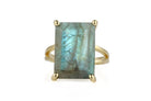 Glamorous Rectangle Labradorite 14K Gold Ring Rings Anemone Jewelry