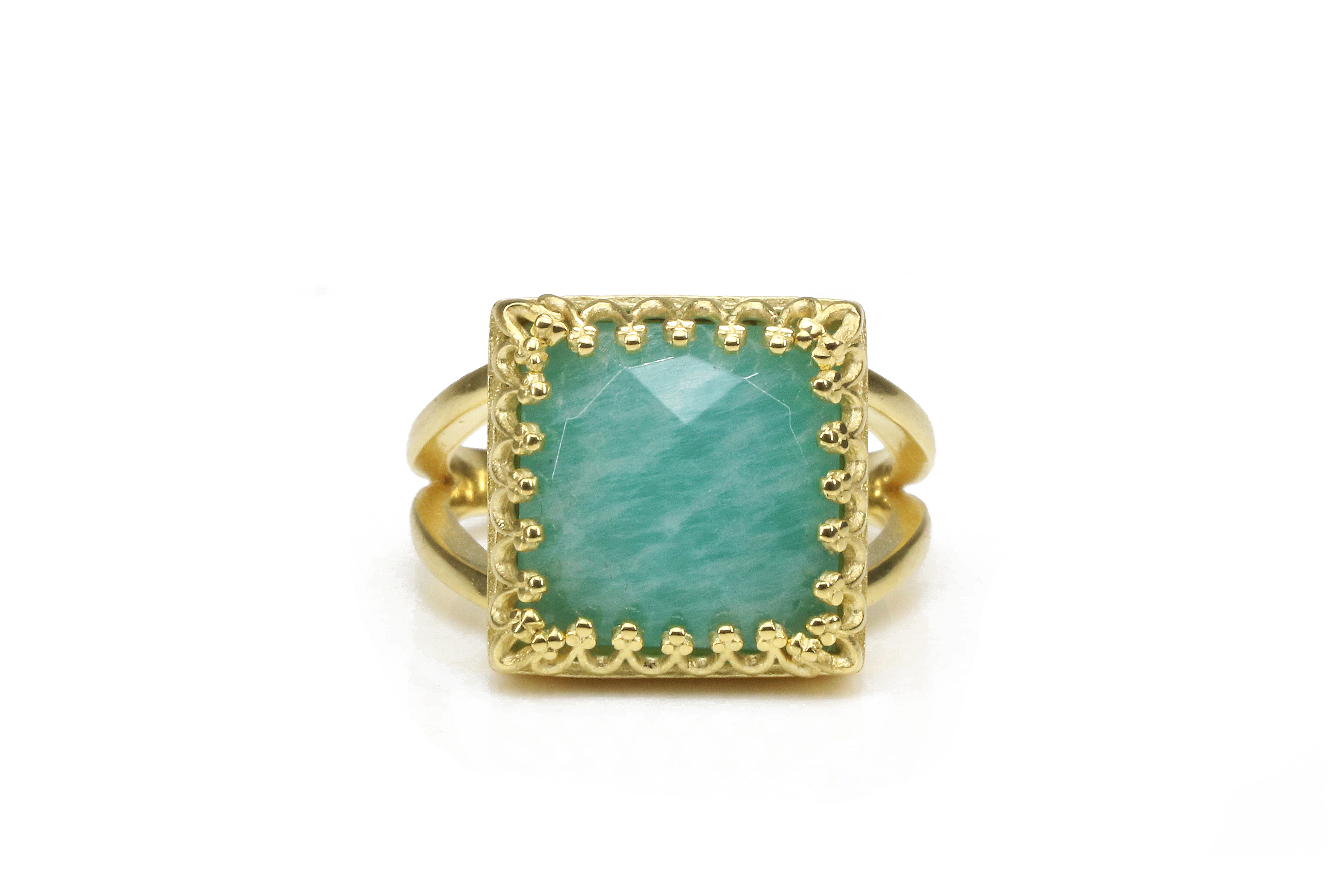 Classy Amazonite Ring in 14k Gold-filled Band Rings Anemone Jewelry