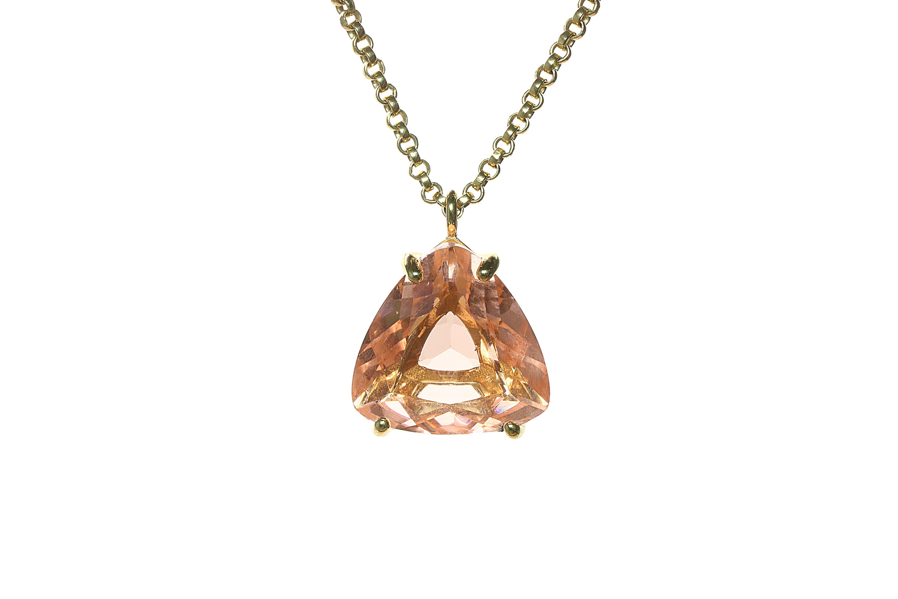 Stylish Triangle Morganite Gold Necklace necklaces Anemone Jewelry
