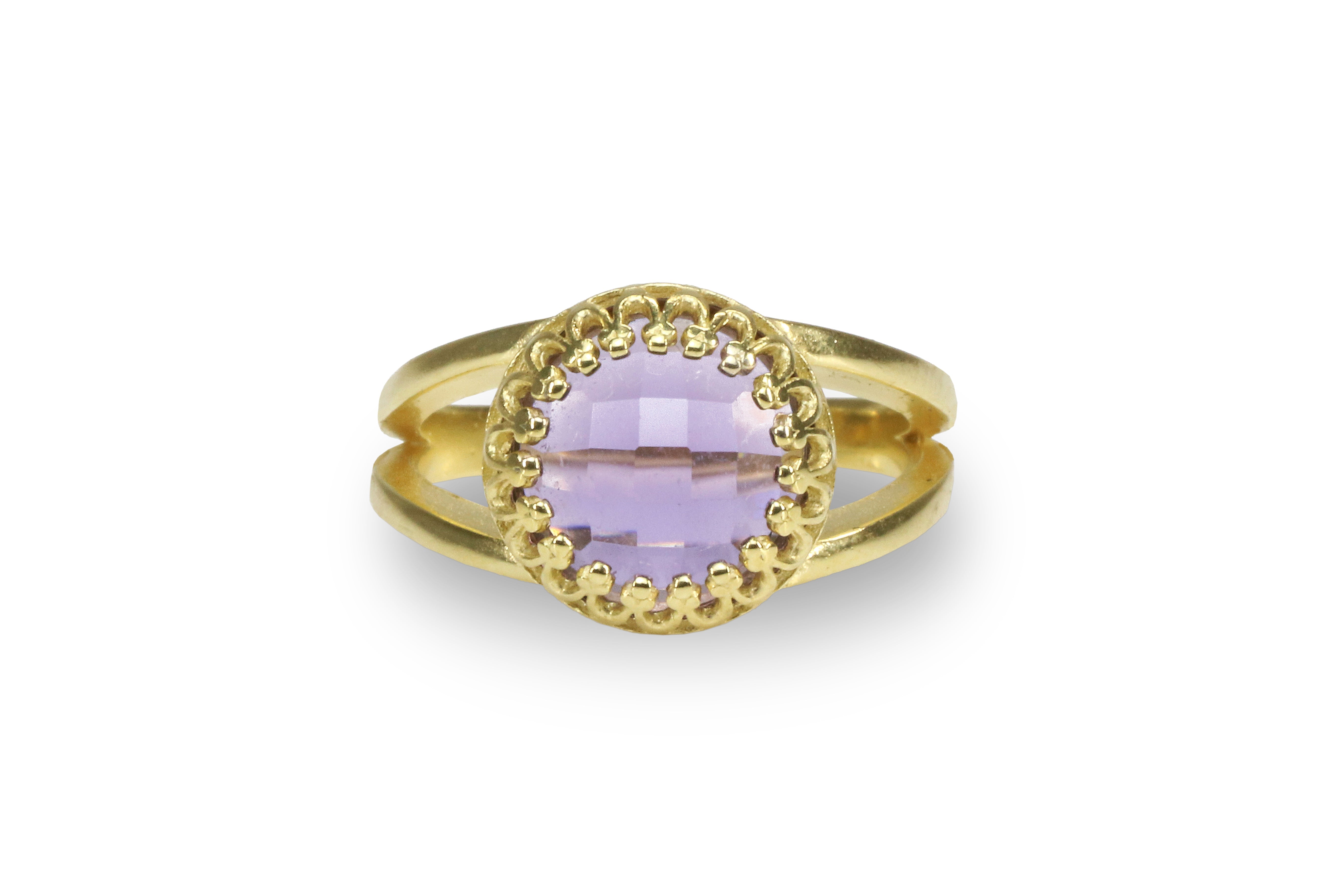 10mm Amethyst Ring in 14K Gold Rings Anemone Jewelry