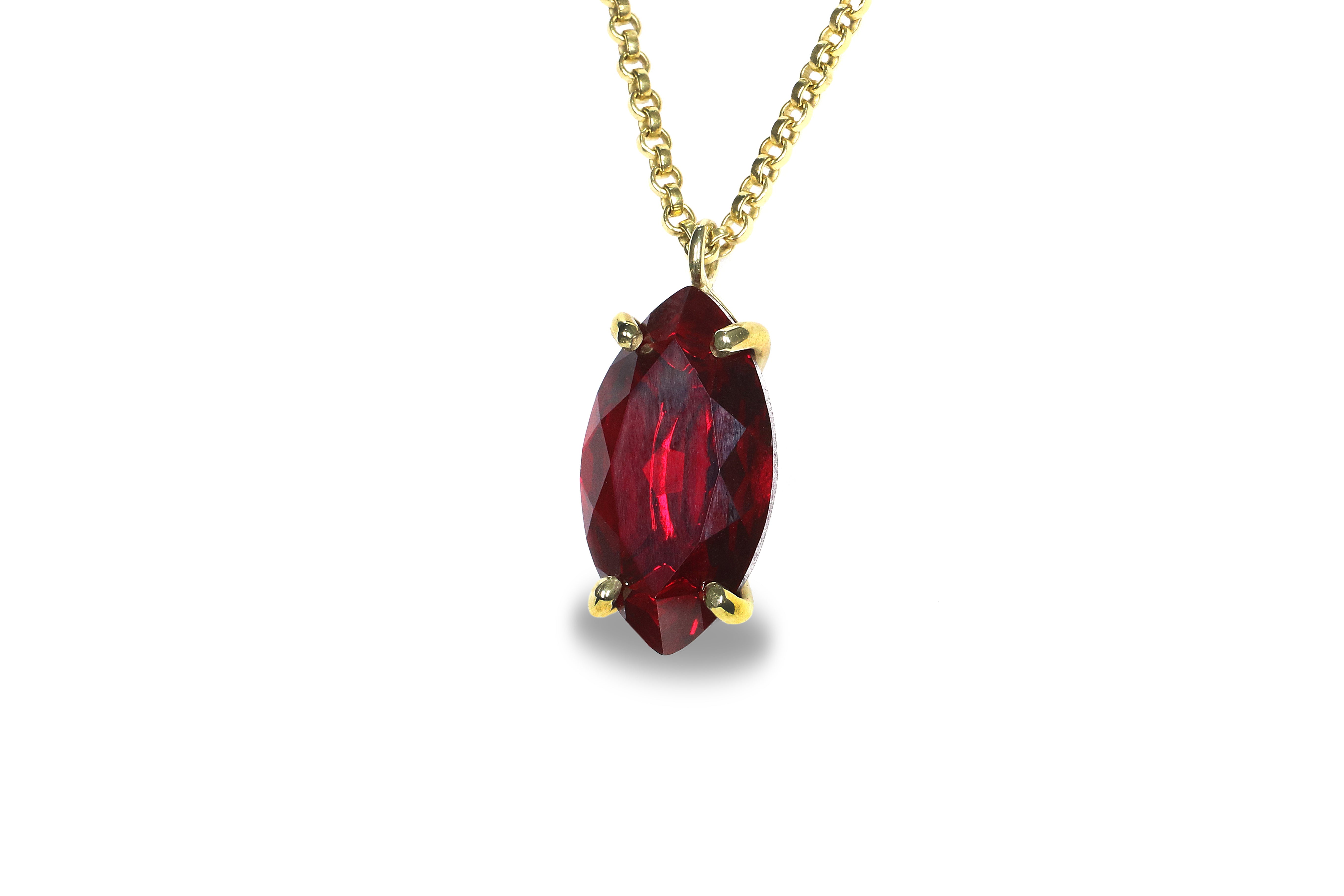 Marquise Garnet Pendant Necklace in 14k Gold Filled Anemone Jewelry