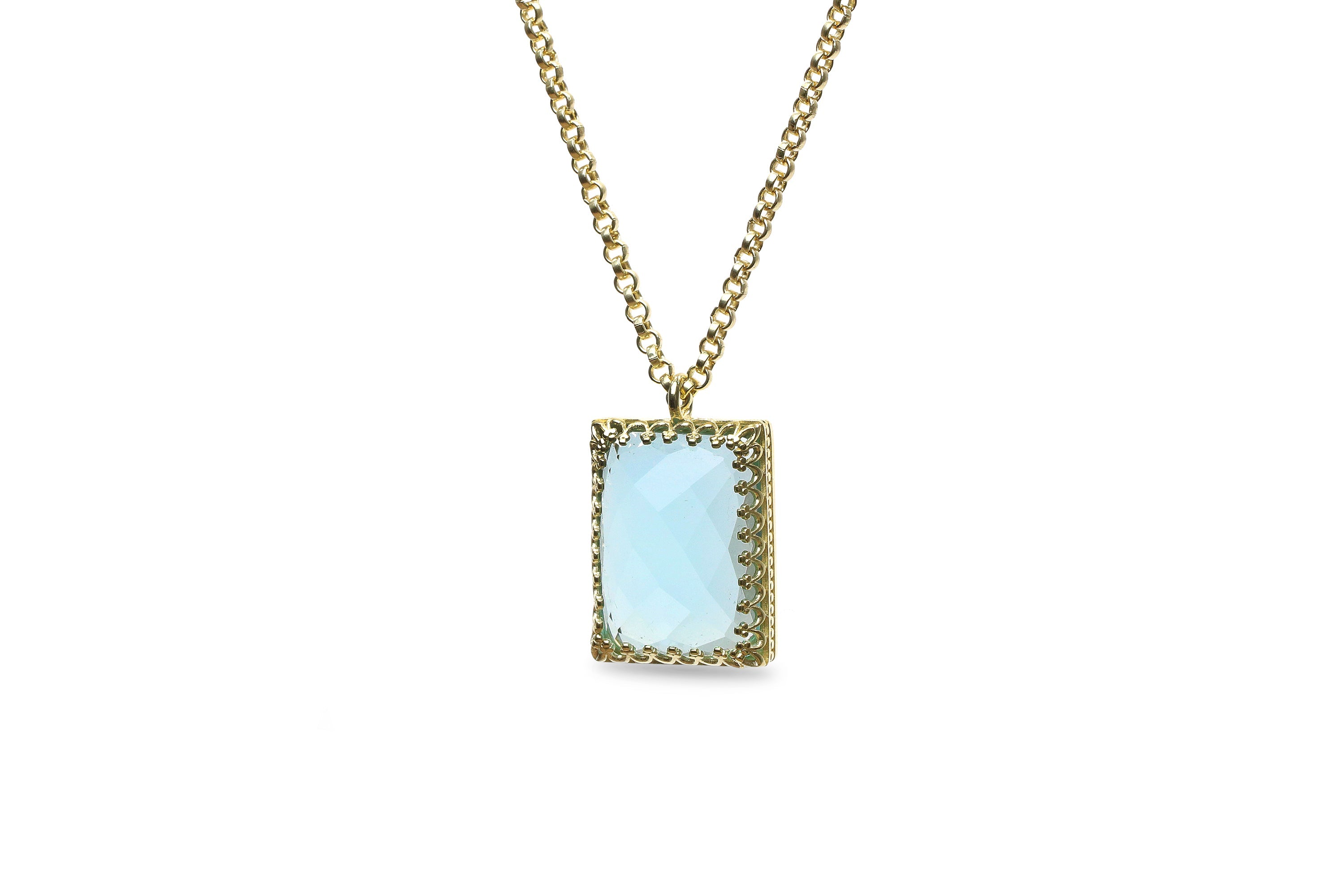 Stylish Rectangle Topaz Necklace in Gold necklaces Anemone Jewelry