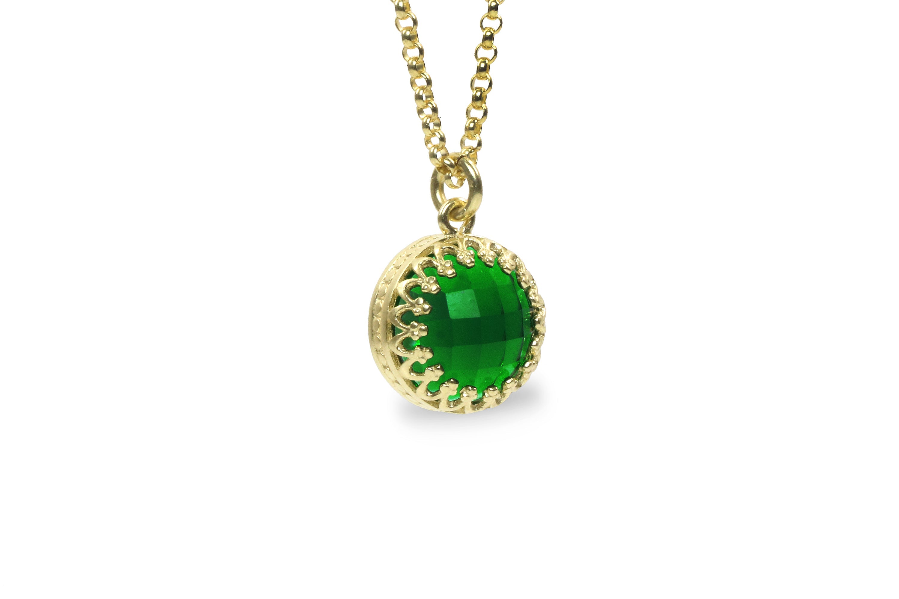 Dainty Emerald Pendant Necklace necklaces Anemone Jewelry