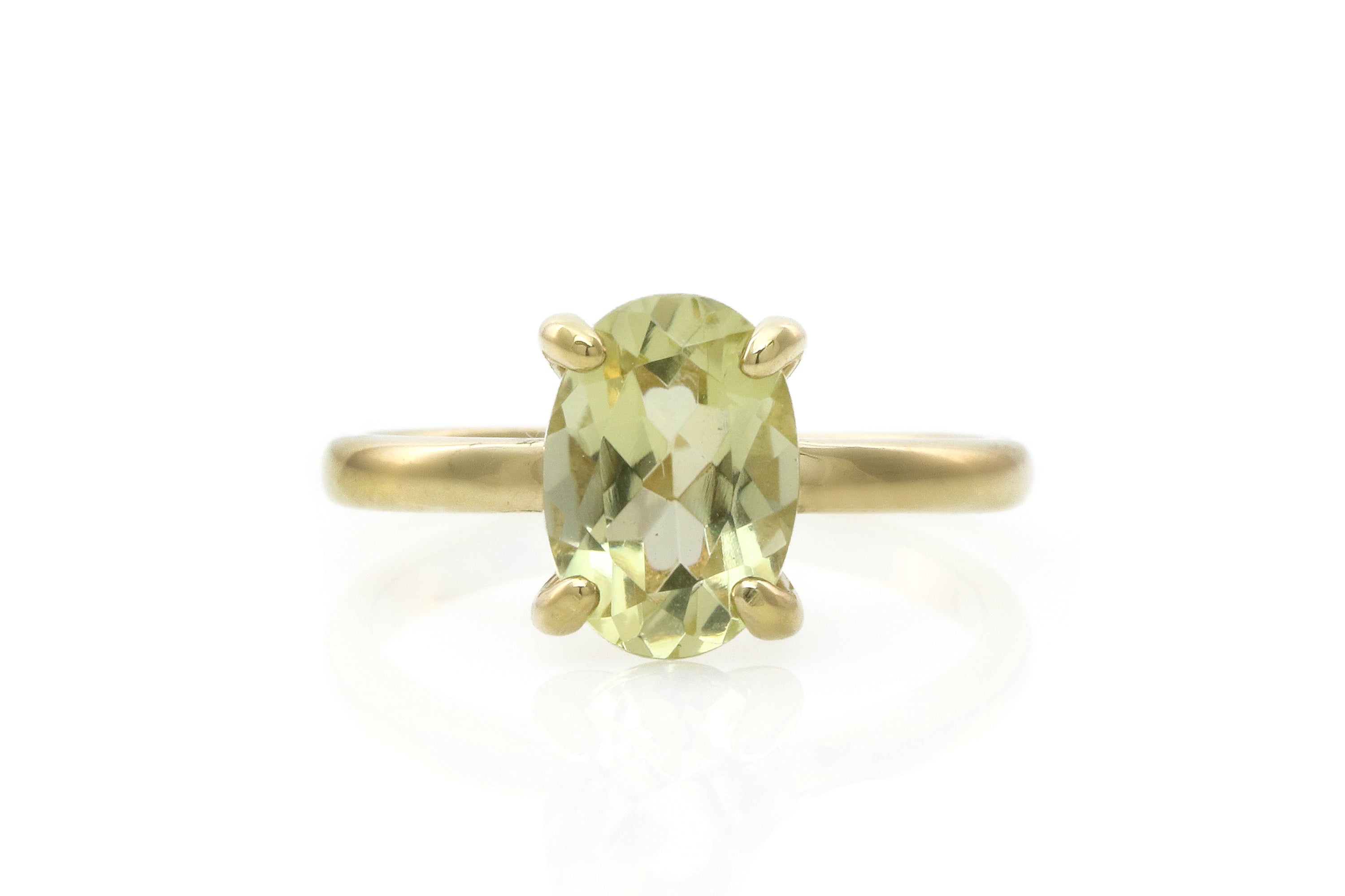 Shiny Oval Lemon Quartz Gold Ring Rings Anemone Unique