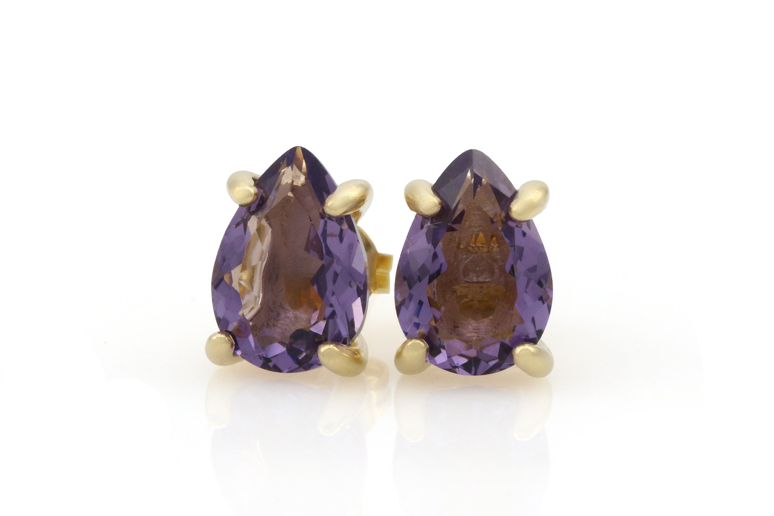 Chic Gold Pear Cut Amethyst Earrings Earrings Anemone Unique