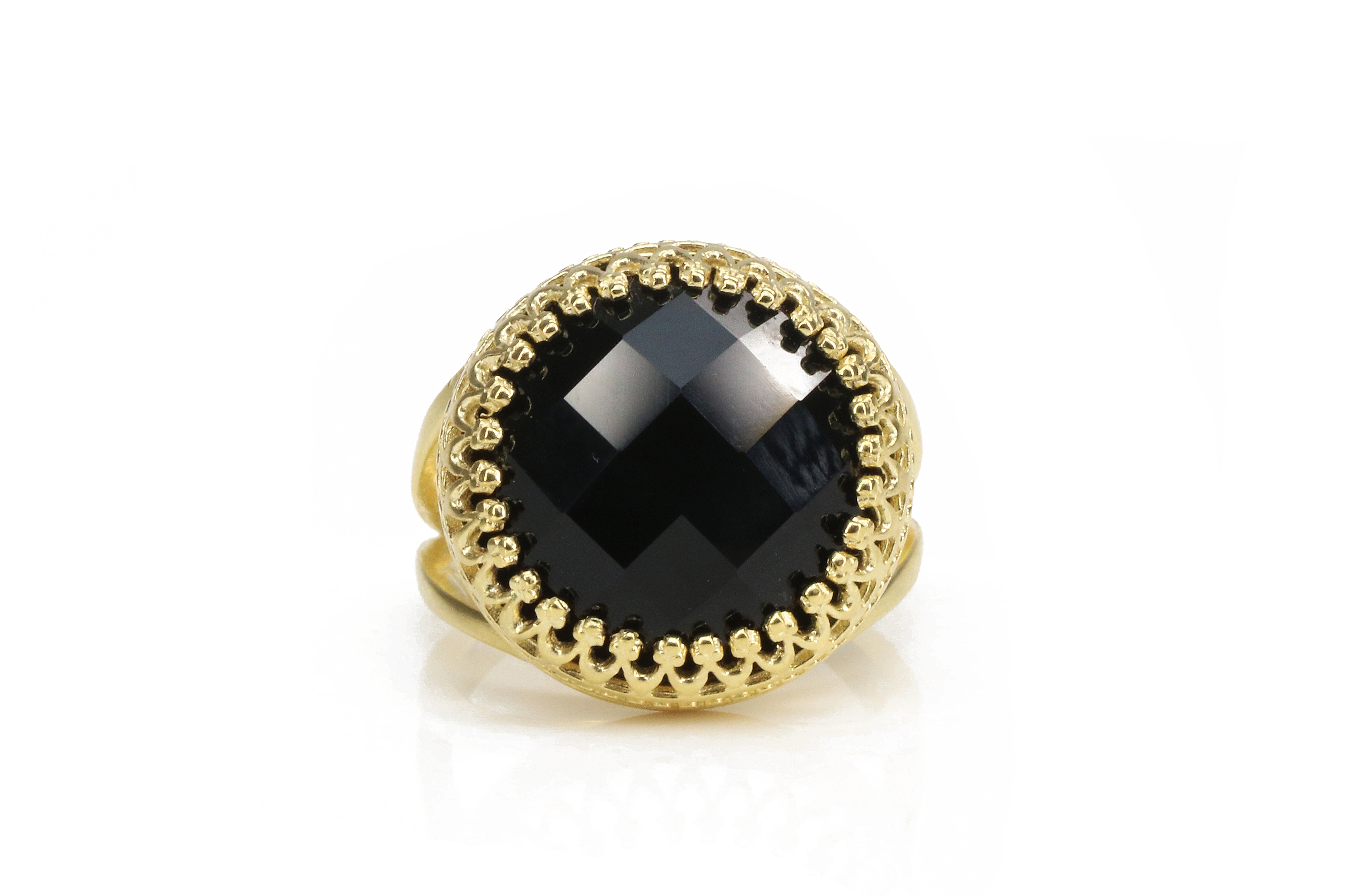 Striking Black Onyx Ring with 14k Gold-filled Band Rings Anemone Jewelry