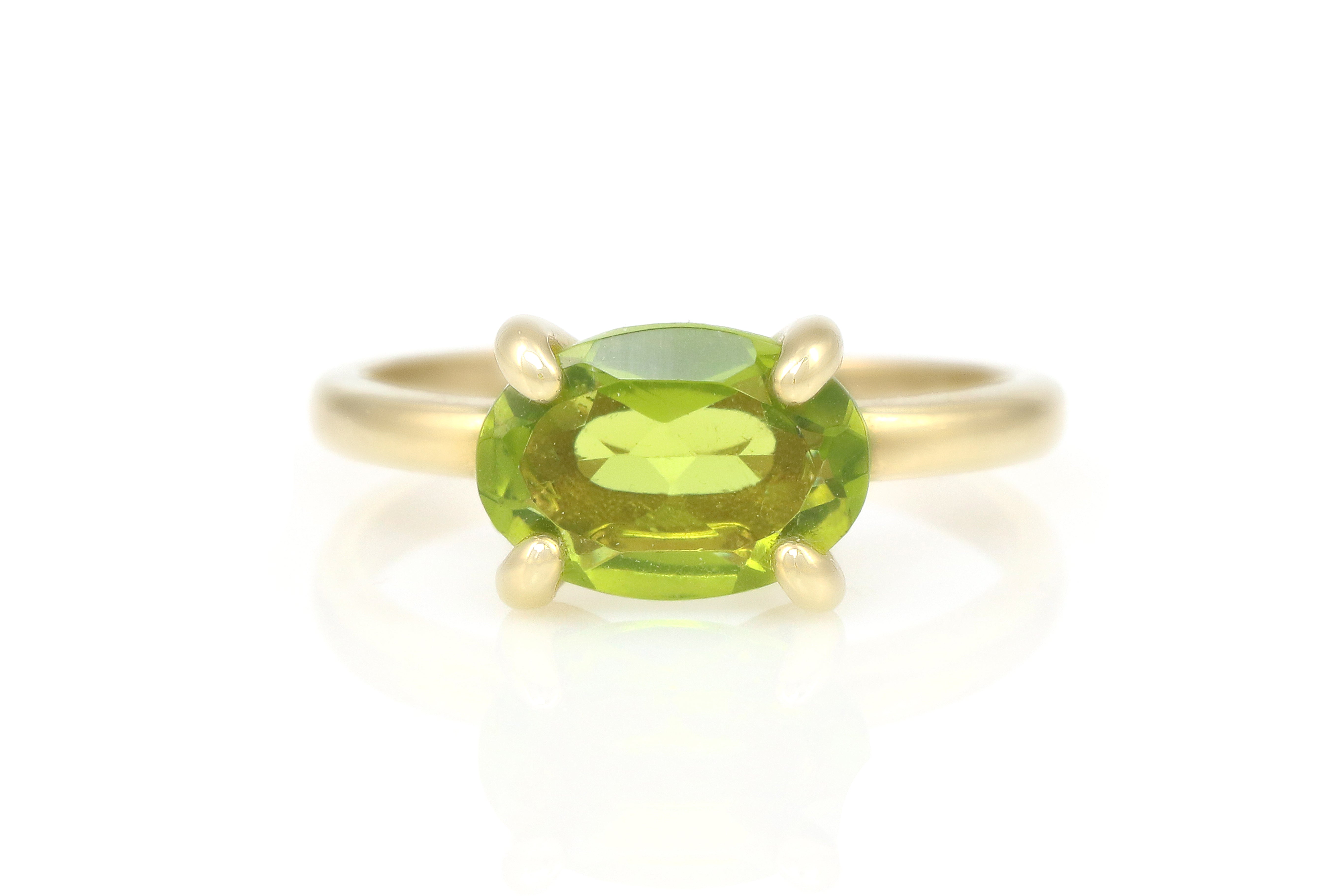 Solitaire Oval Peridot Gold Filled Ring Rings Anemone Unique