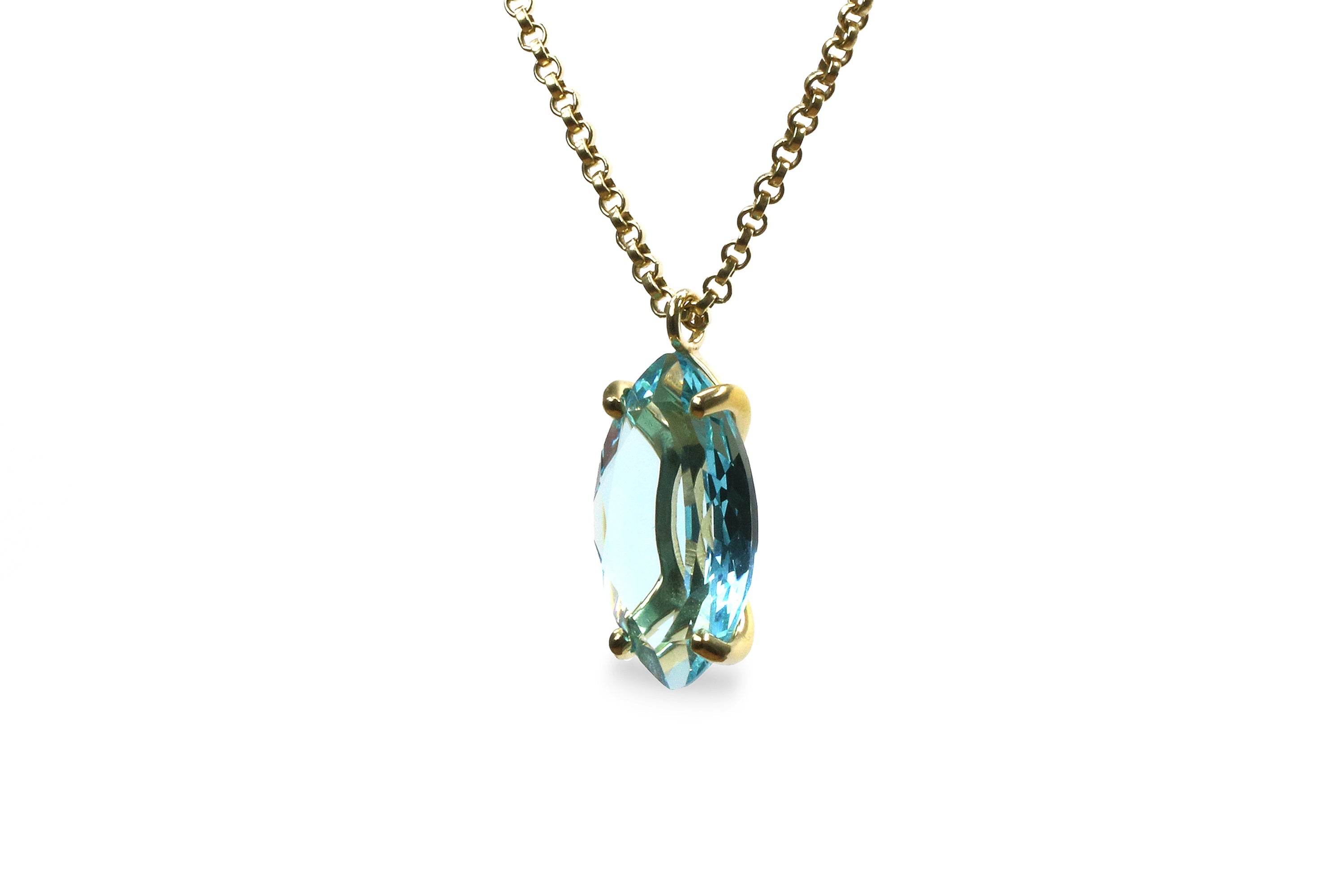 Marquise Blue Topaz Silver Necklace necklaces Anemone Jewelry