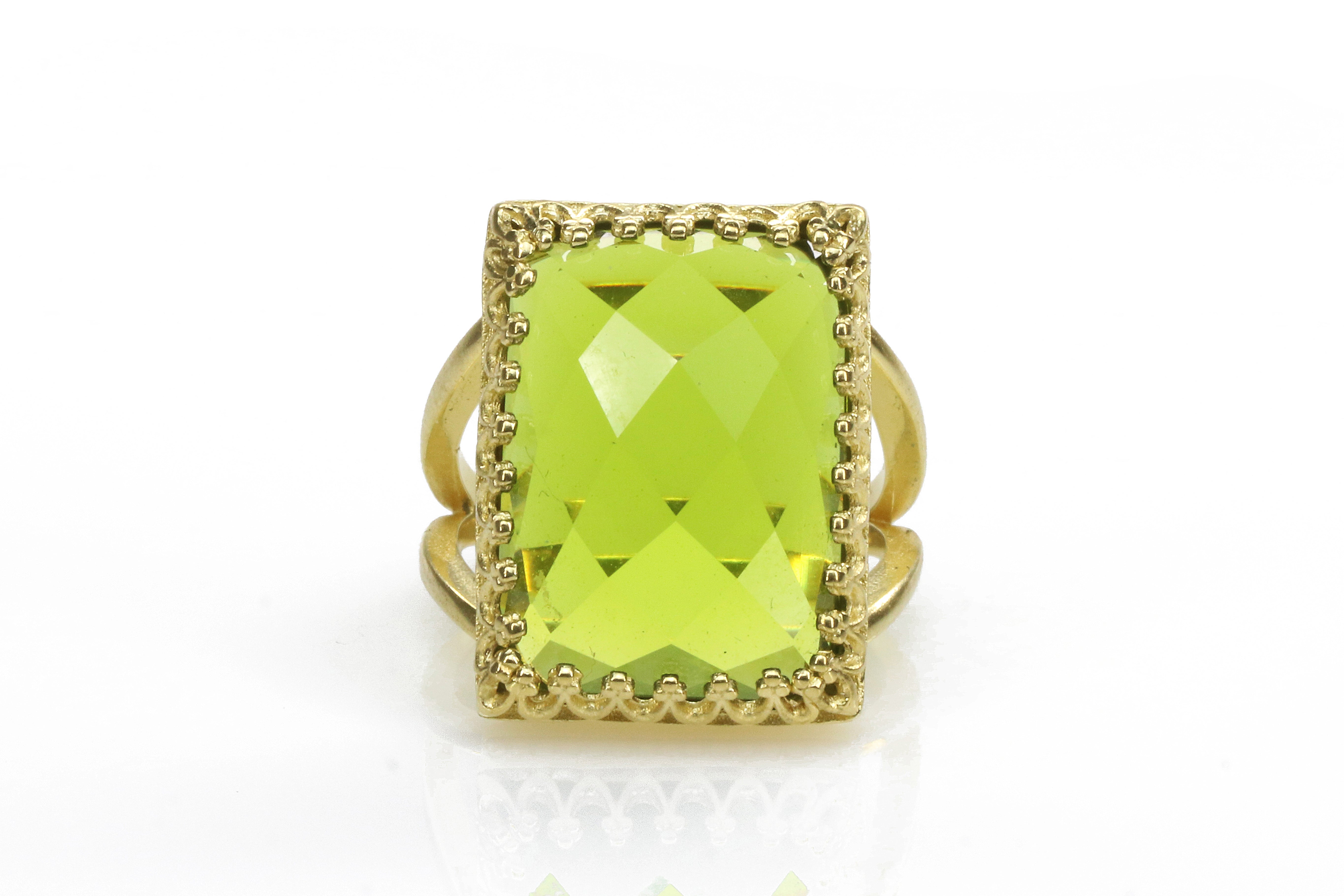 Statement 14k Gold Filled Peridot Ring Rings Anemone Jewelry