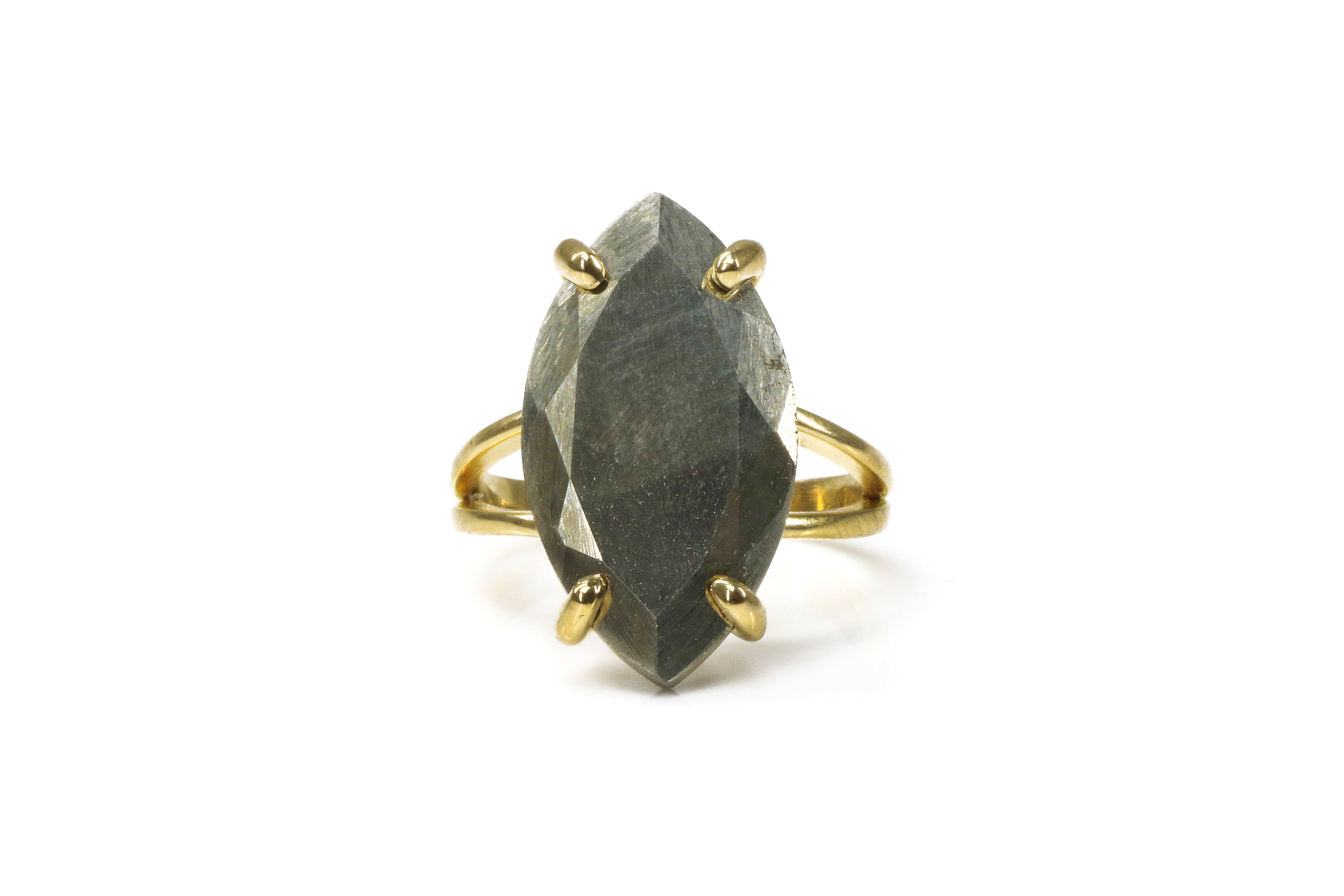 14k Gold Filled Custom Marquise Pyrite Ring Rings Anemone Jewelry