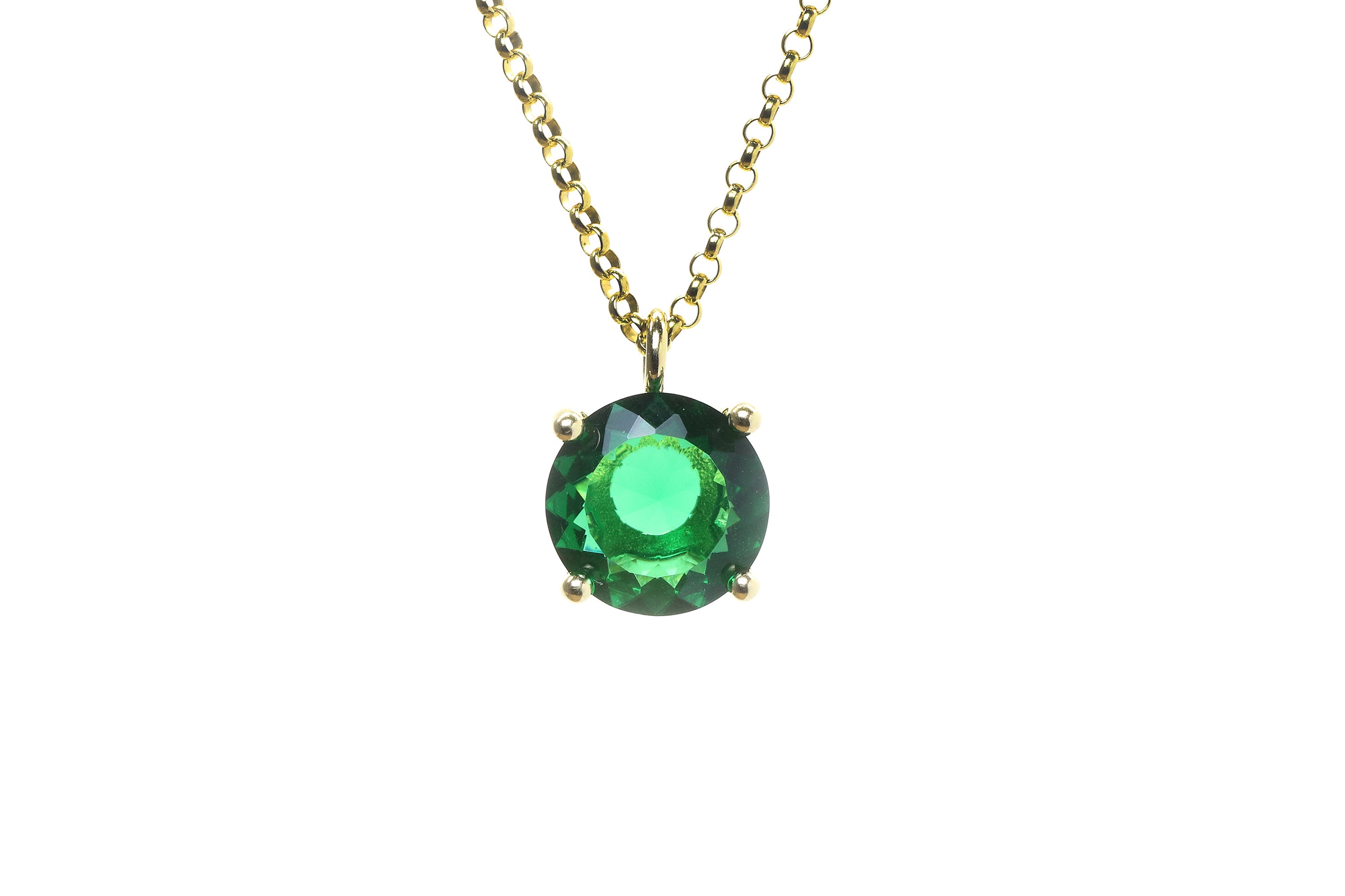 Round Emerald Gold Pendant Necklace necklaces Anemone Unique
