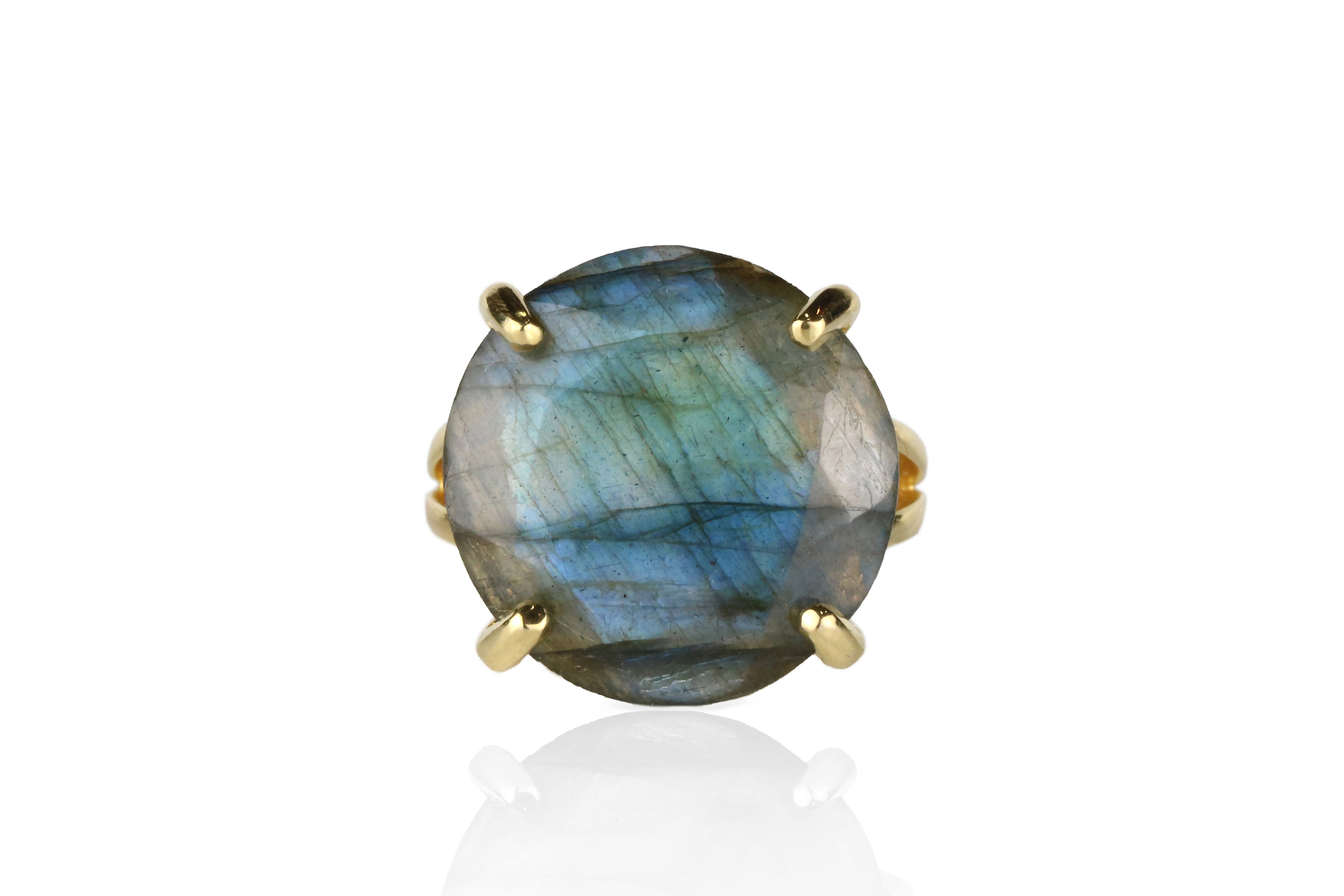 Round Labradorite Ring with 14K Gold-filled Band Rings Anemone Jewelry