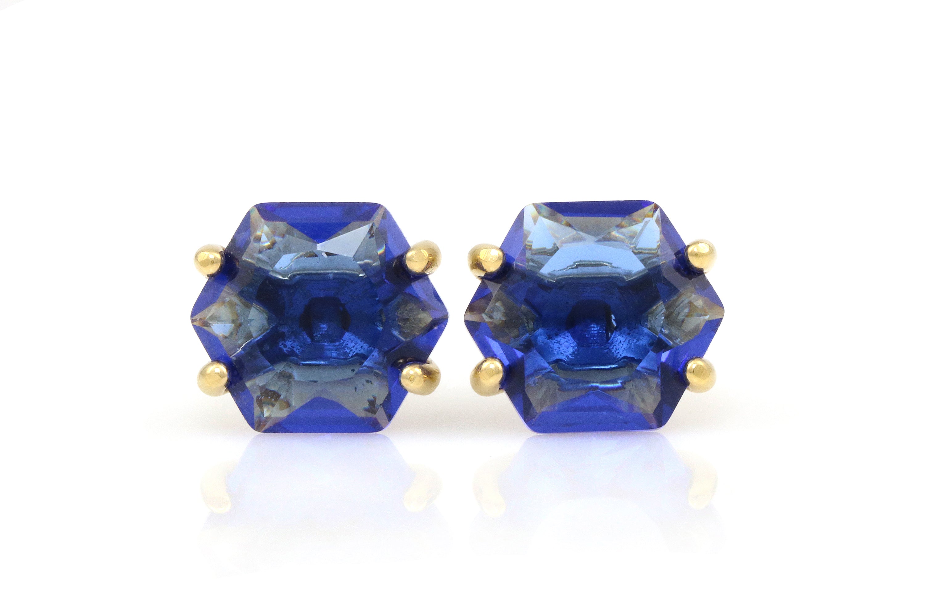Elegant Blue Sapphire Earrings in Gold Earrings Anemone Unique