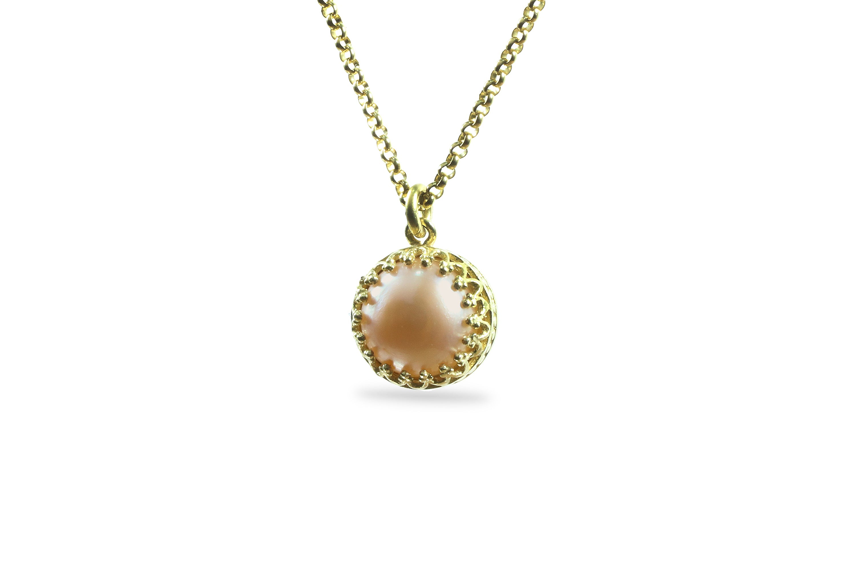 Peach Pearl Pendant Gold Filled Necklace necklaces Anemone Jewelry