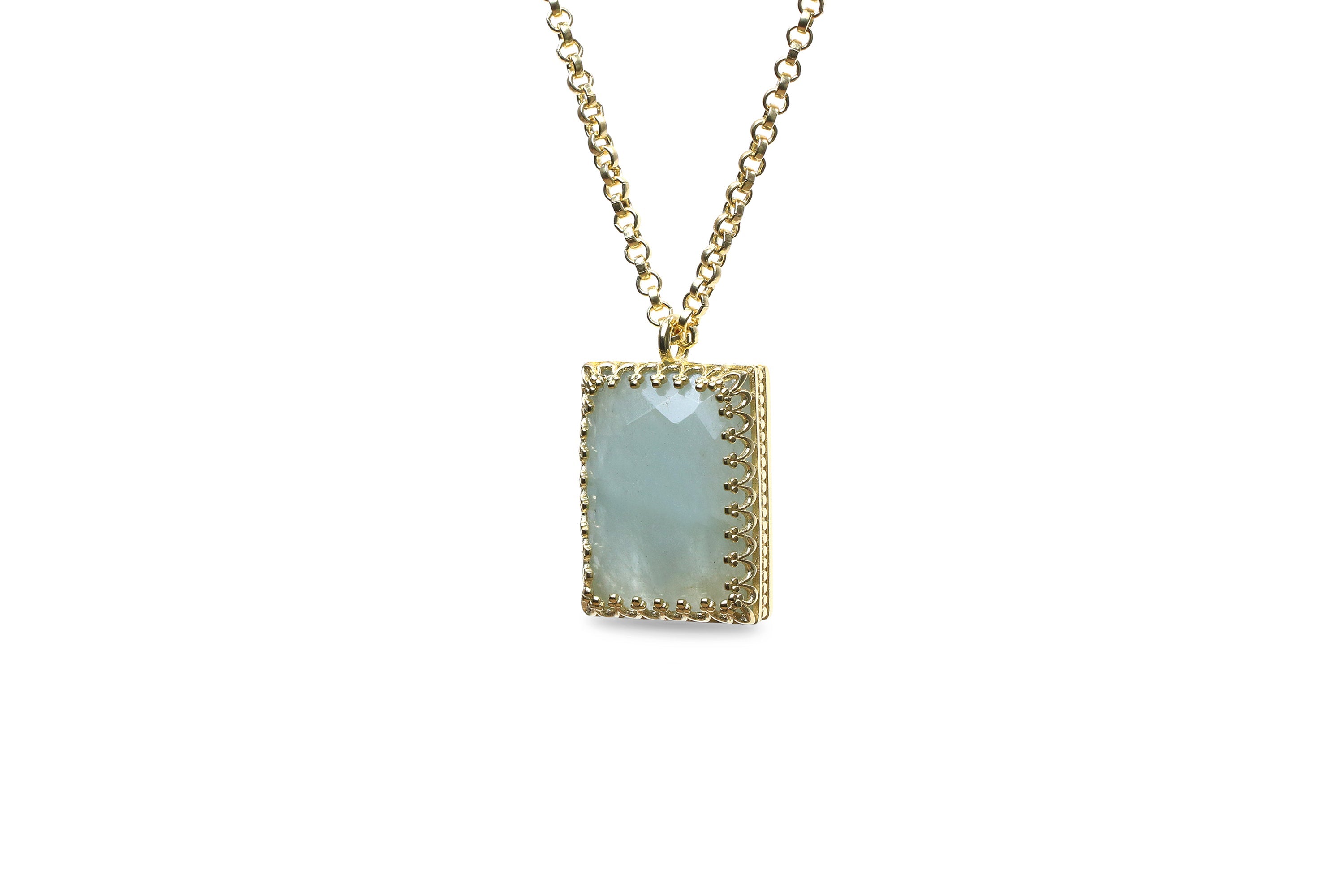 Statement Aquamarine Pendant Necklace necklaces Anemone Jewelry