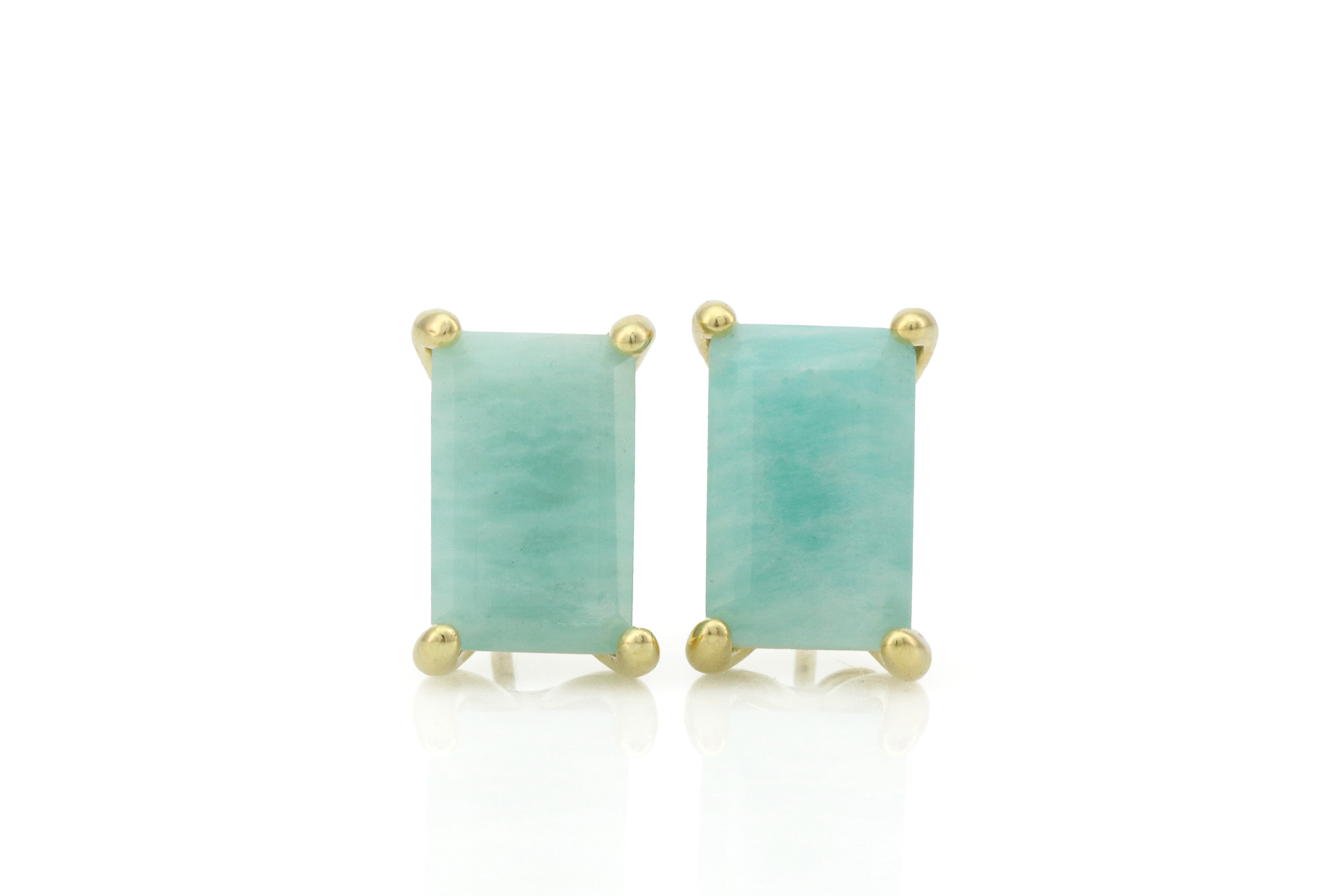 Gold Studs Simple Amazonite Earrings Earrings Anemone Unique