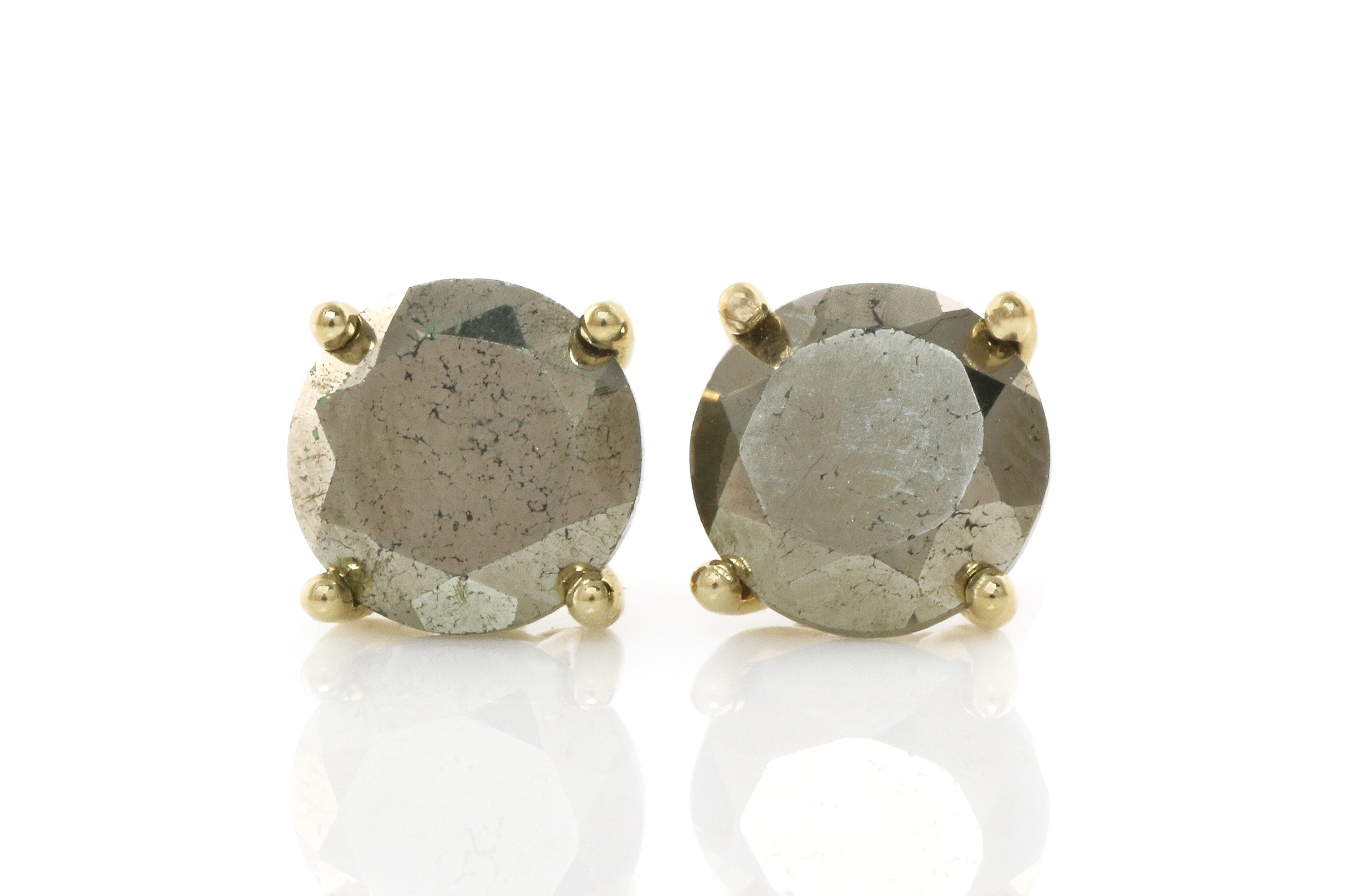 Semiprecious Pyrite Stone Gold Earrings Earrings Anemone Unique