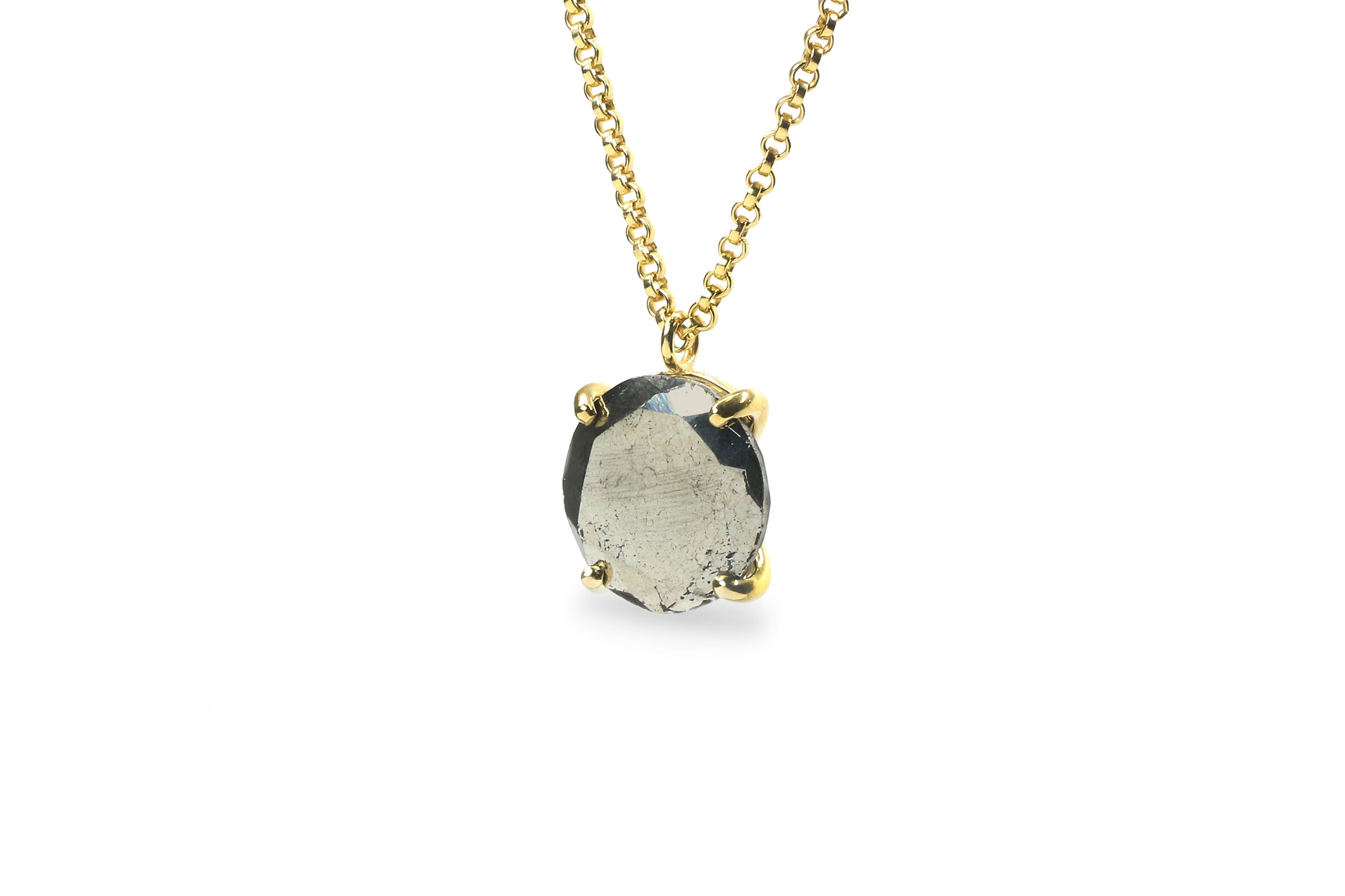 Handmade 16mm Raw Pyrite Necklace in 14k Gold necklaces Anemone Jewelry