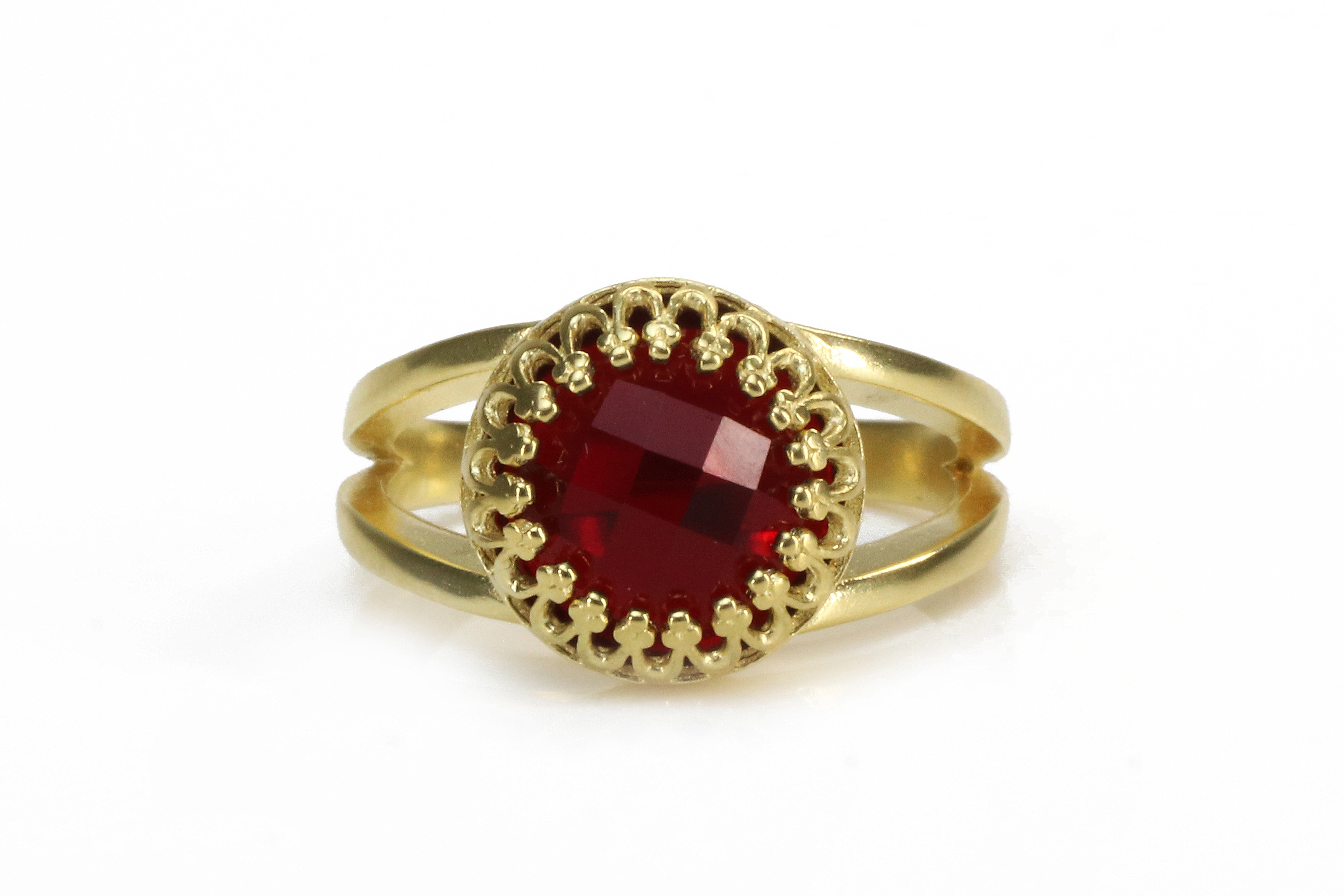 Bold Red Garnet in 14k Gold-filled Setting Rings Anemone Jewelry