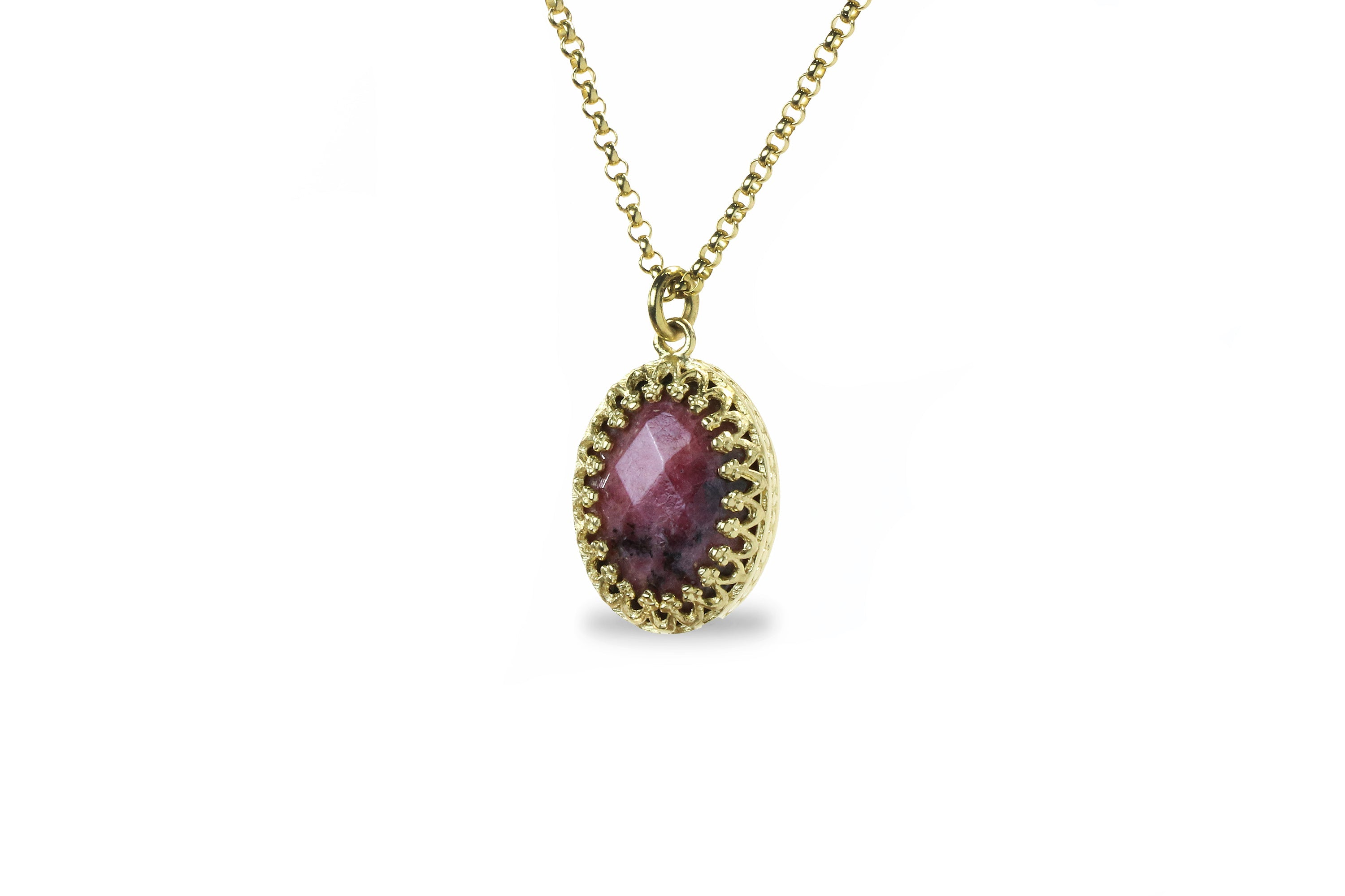 Oval Rhodonite Gold Filled Necklace necklaces Anemone Jewelry