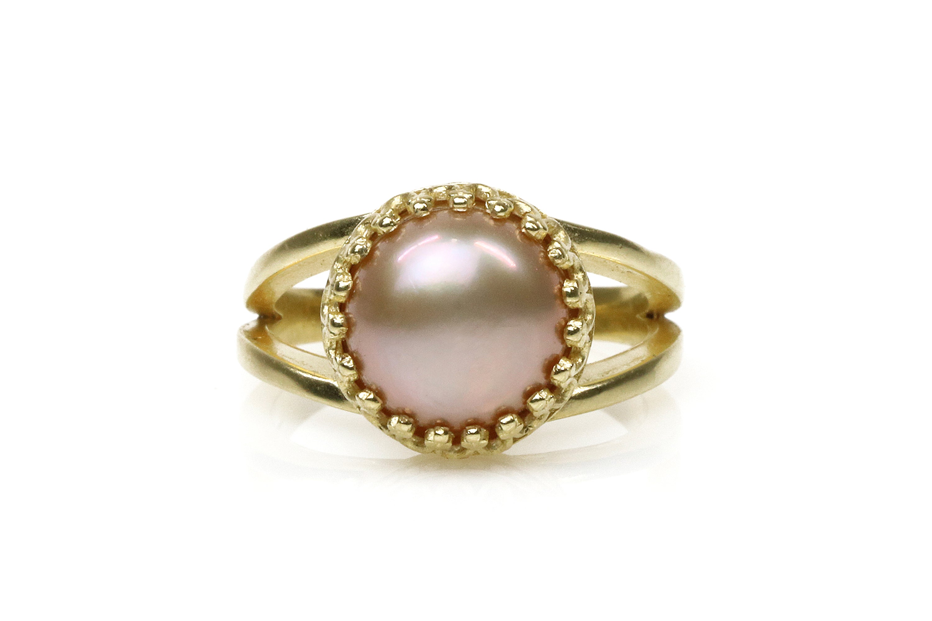 Delicate Pink Pearl in 14K Gold Ring Band Rings Anemone Jewelry