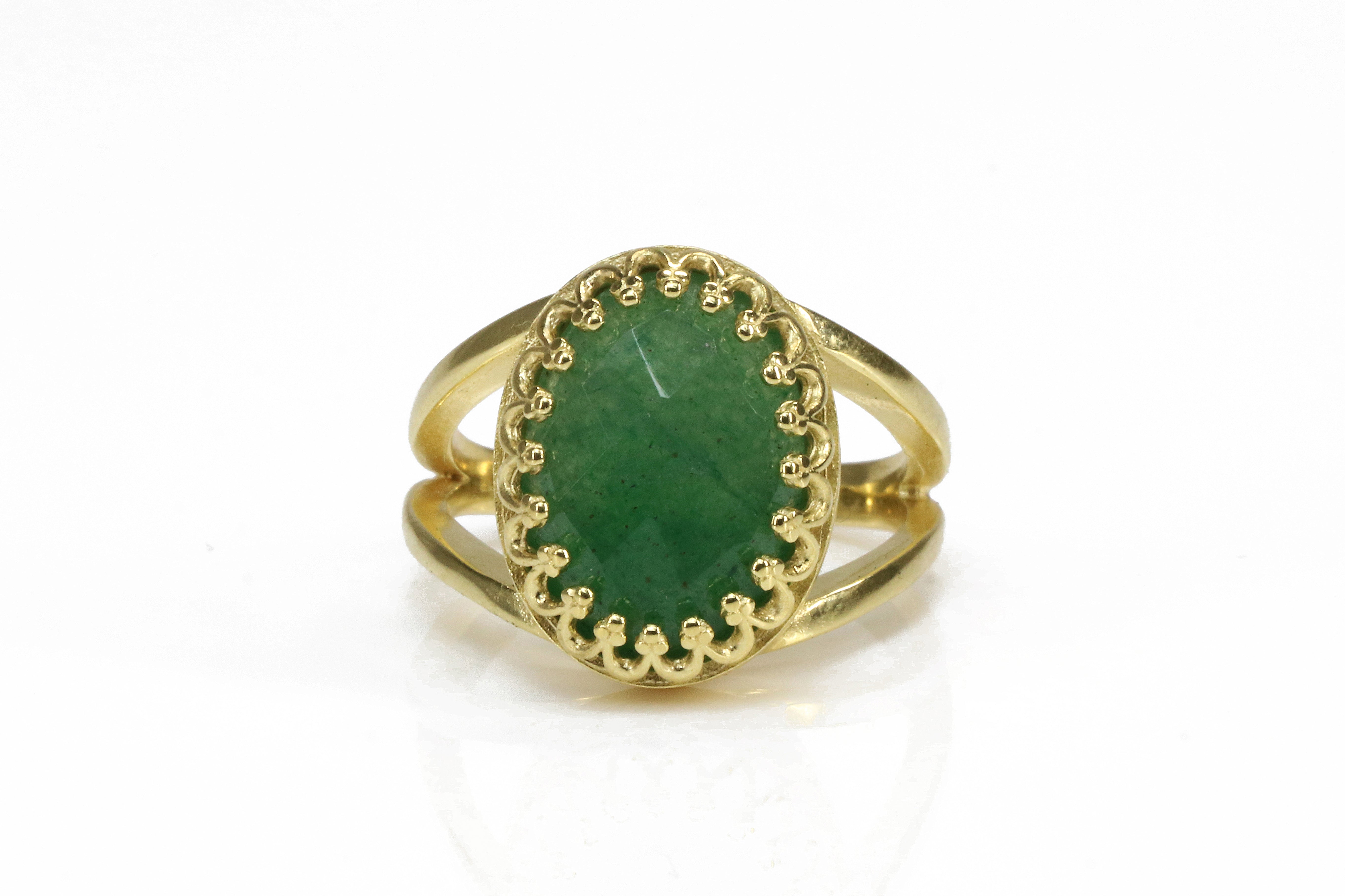 Exquisite Green Aventurine Ring in 14k Gold-filled Band Rings Anemone Jewelry