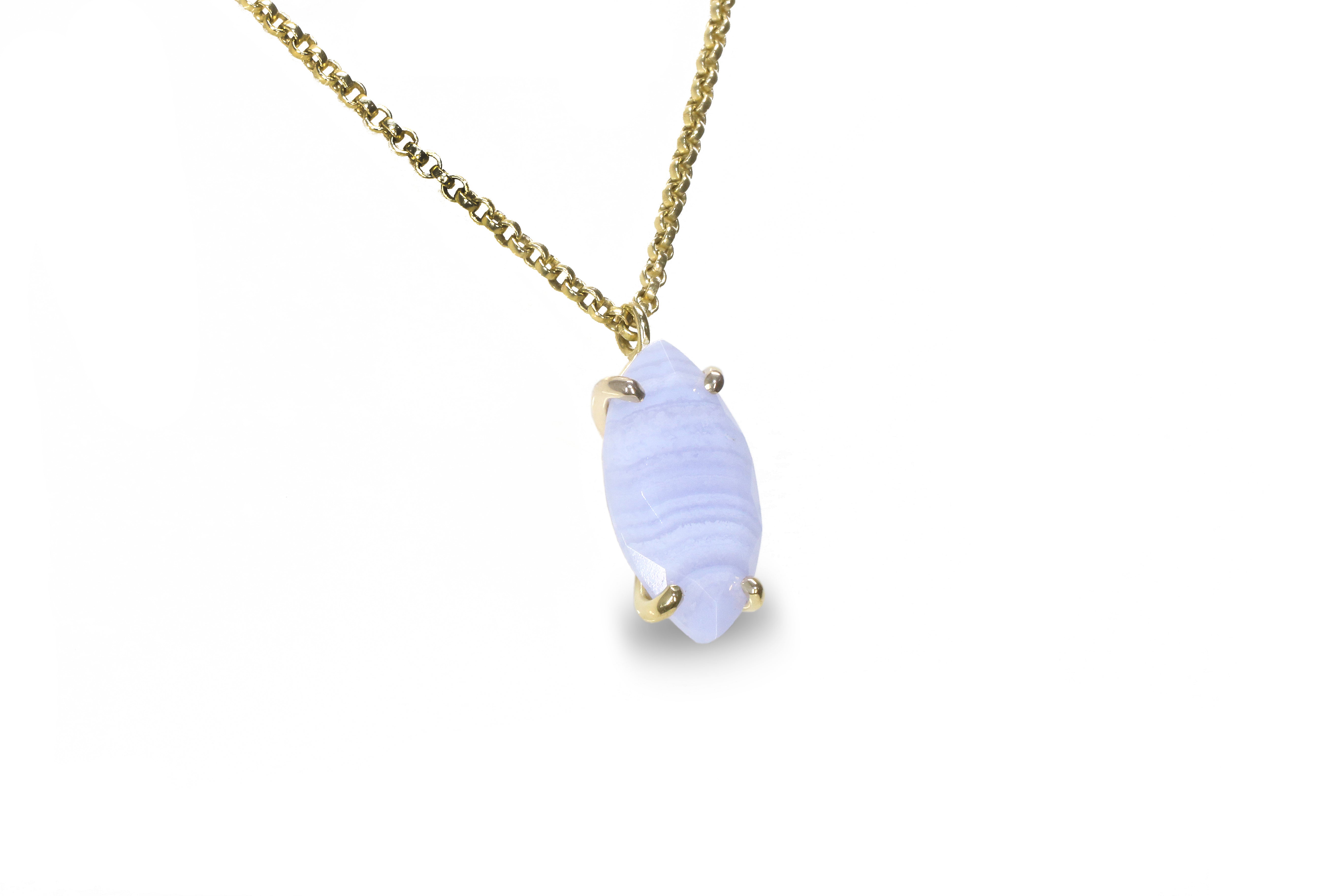 Lovely Marquise Lace Agate Pendant Necklace necklaces Anemone Jewelry