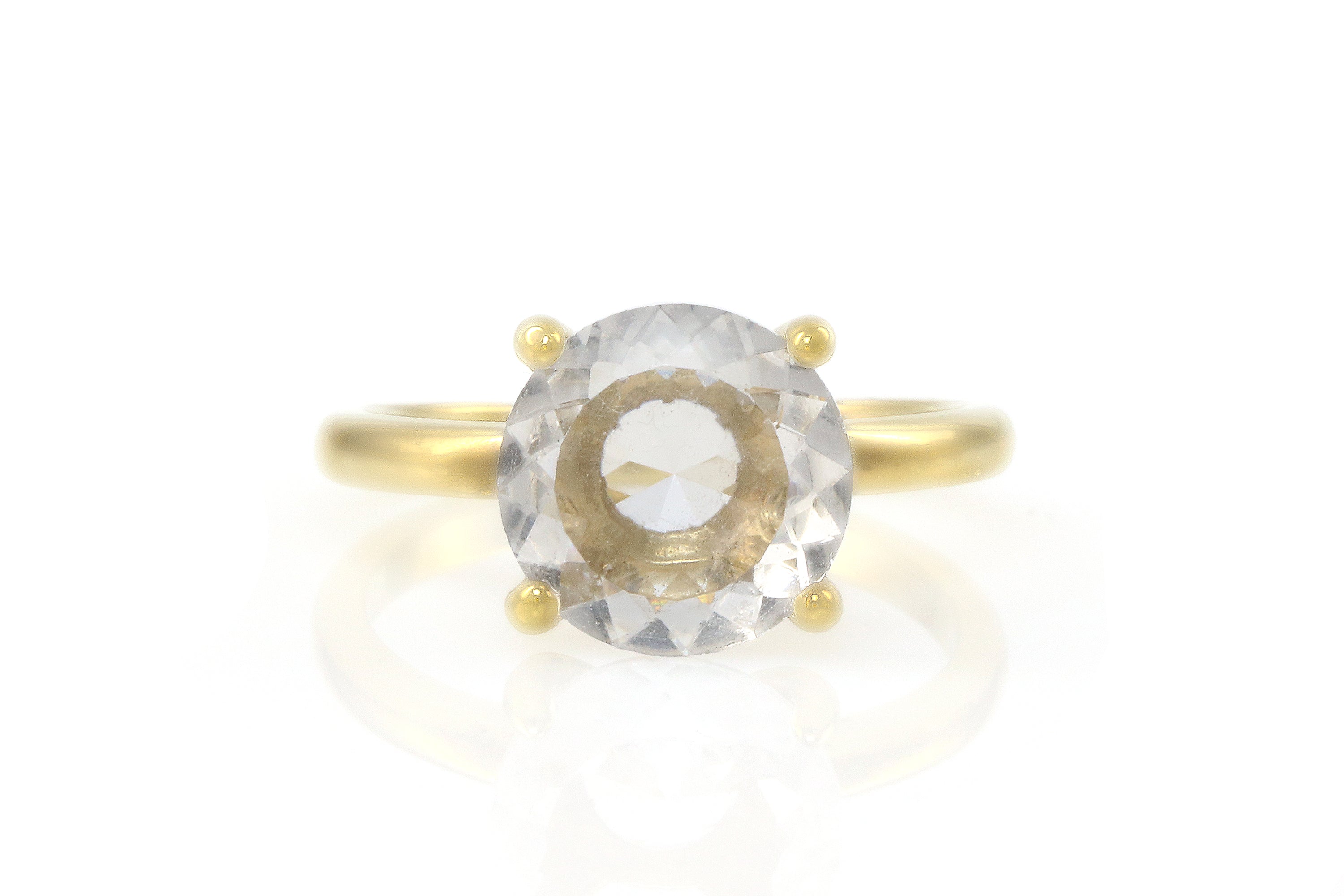 Round Crystal Quartz Ring in 14k Gold Rings Anemone Unique