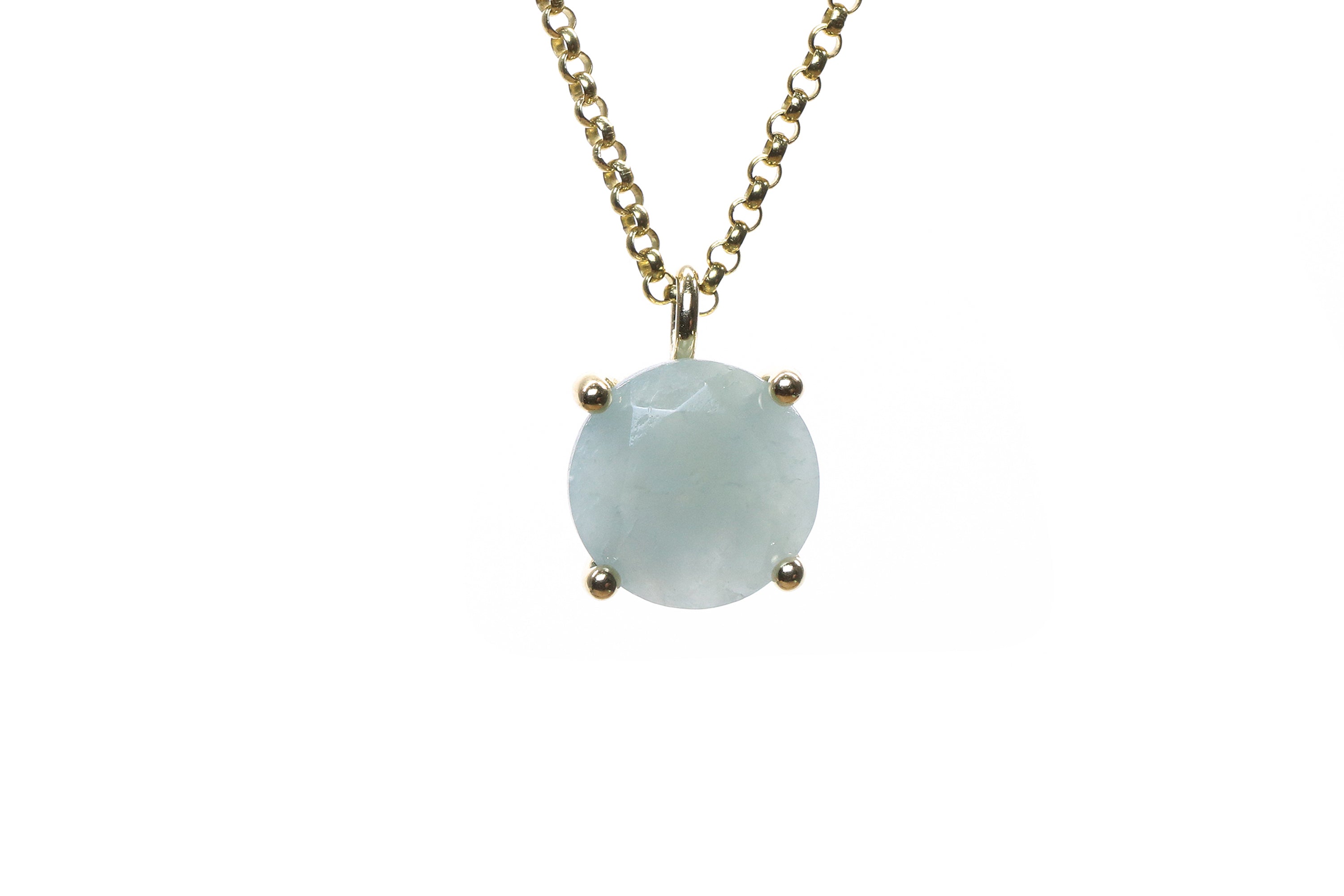 Modern Gold Round Aquamarine Necklace necklaces Anemone Unique