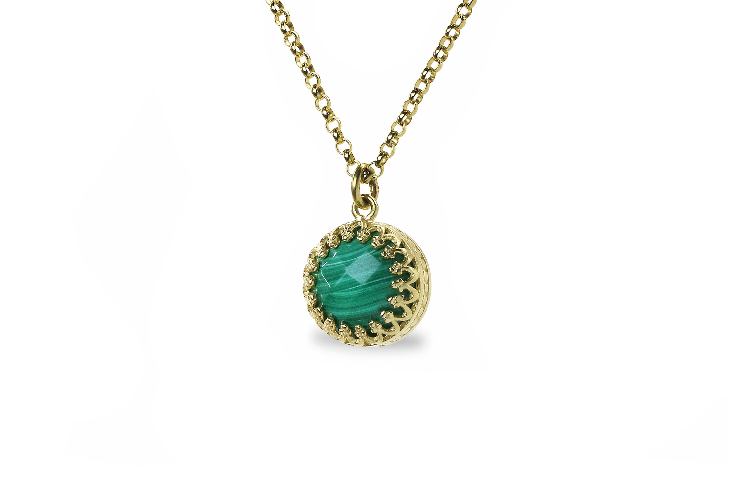 Round Malachite 14k Gold Filled Necklace necklaces Anemone Jewelry