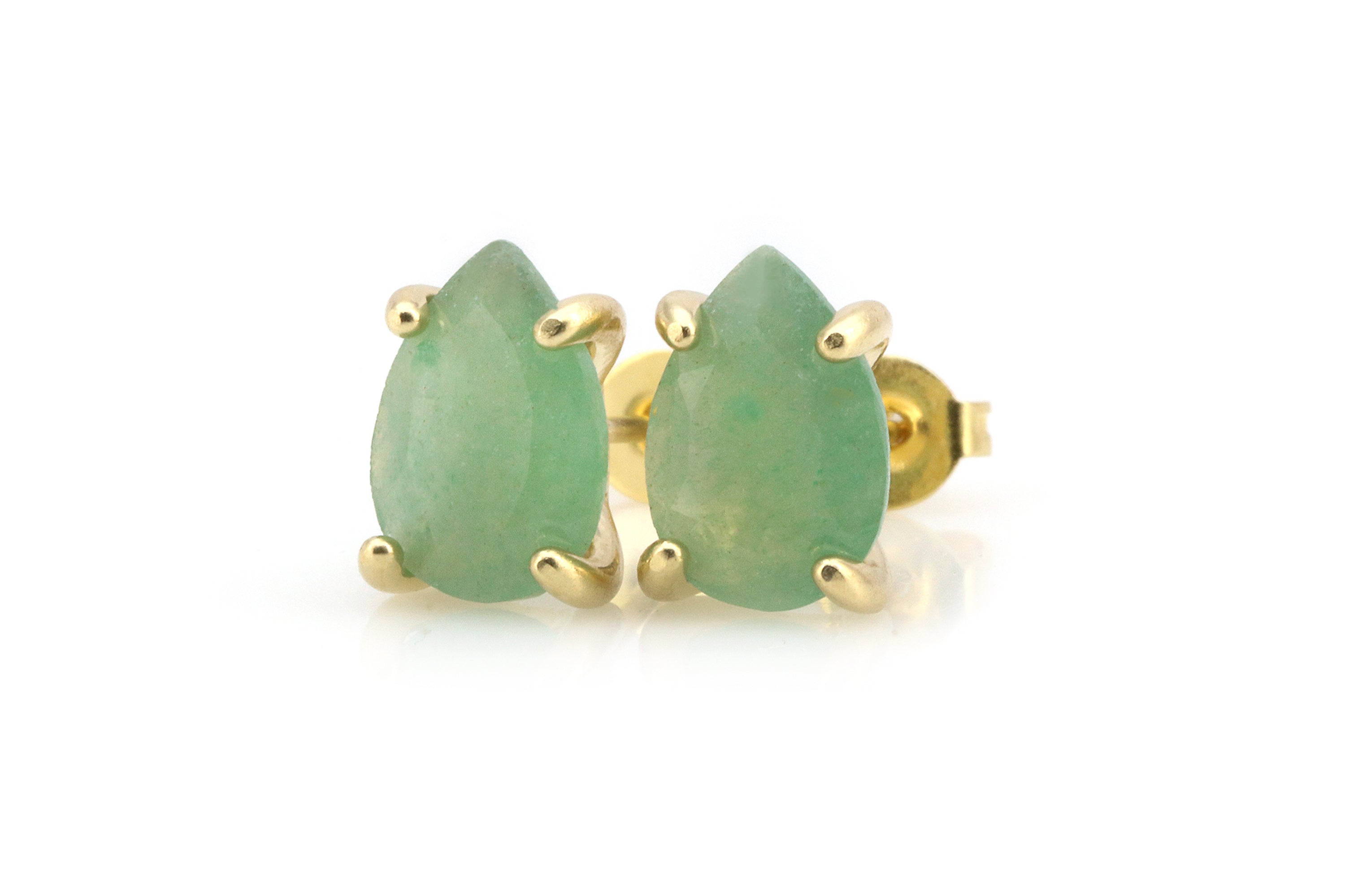 Delicate Green Aventurine Gold Stud Earrings Earrings Anemone Unique