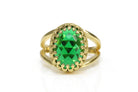 Vintage Inspired Large Oval Emerald Gold Ring Rings Anemone Jewelry