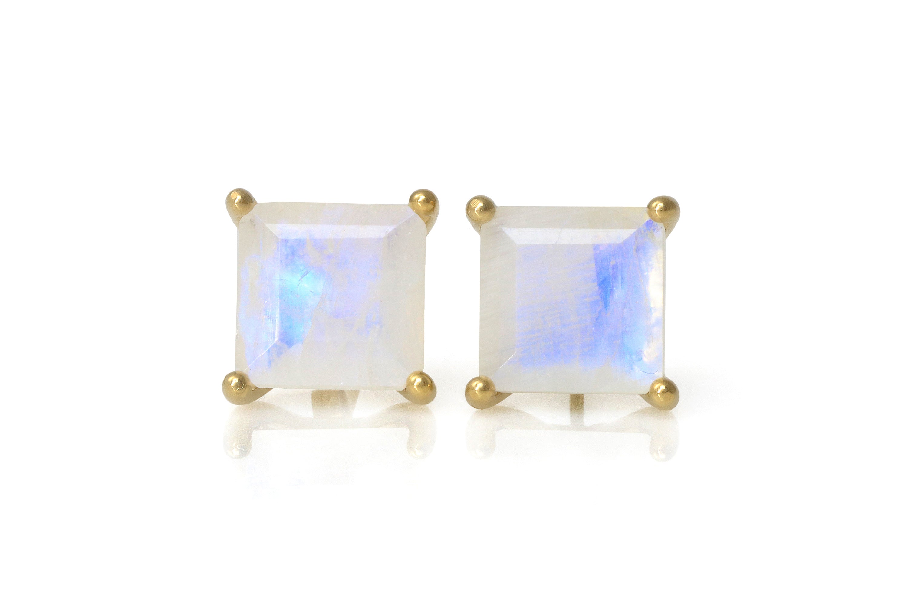 Luminescent Square Moonstone Gold Earrings Earrings Anemone Unique