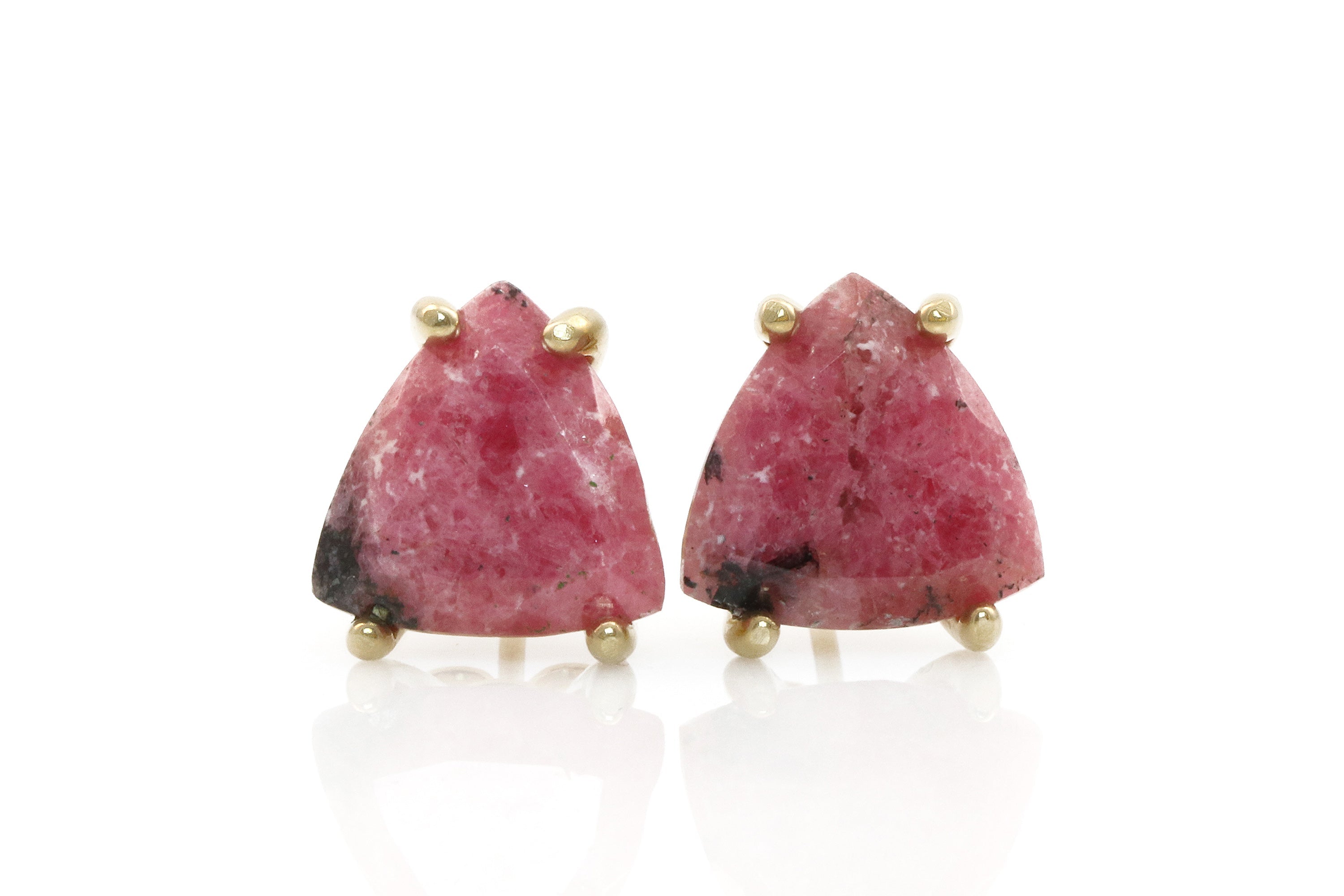Pinkish Rhodonite Stud Gold Earrings Earrings Anemone Unique
