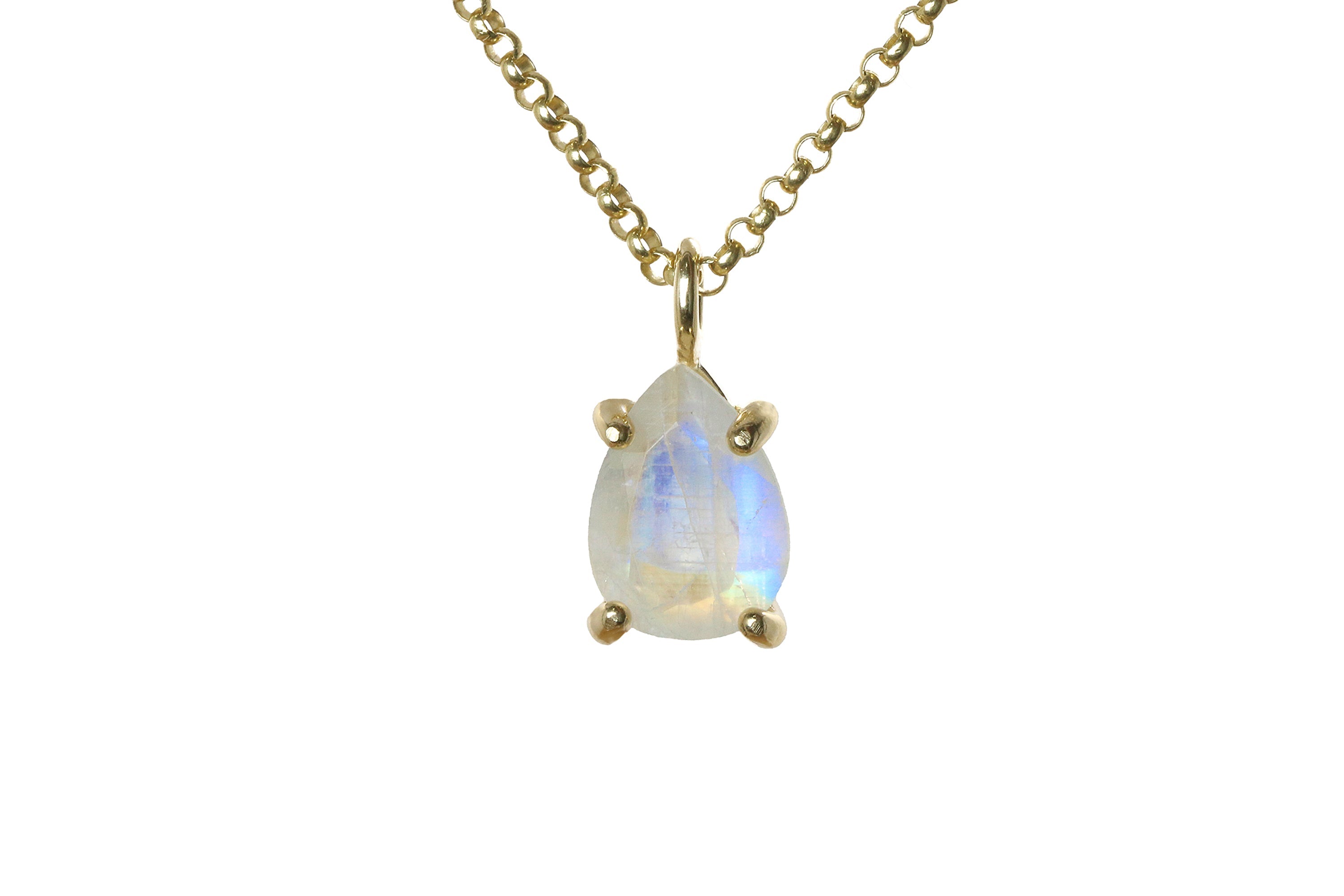 Rainbow Moonstone Dainty Gold Necklace necklaces Anemone Unique