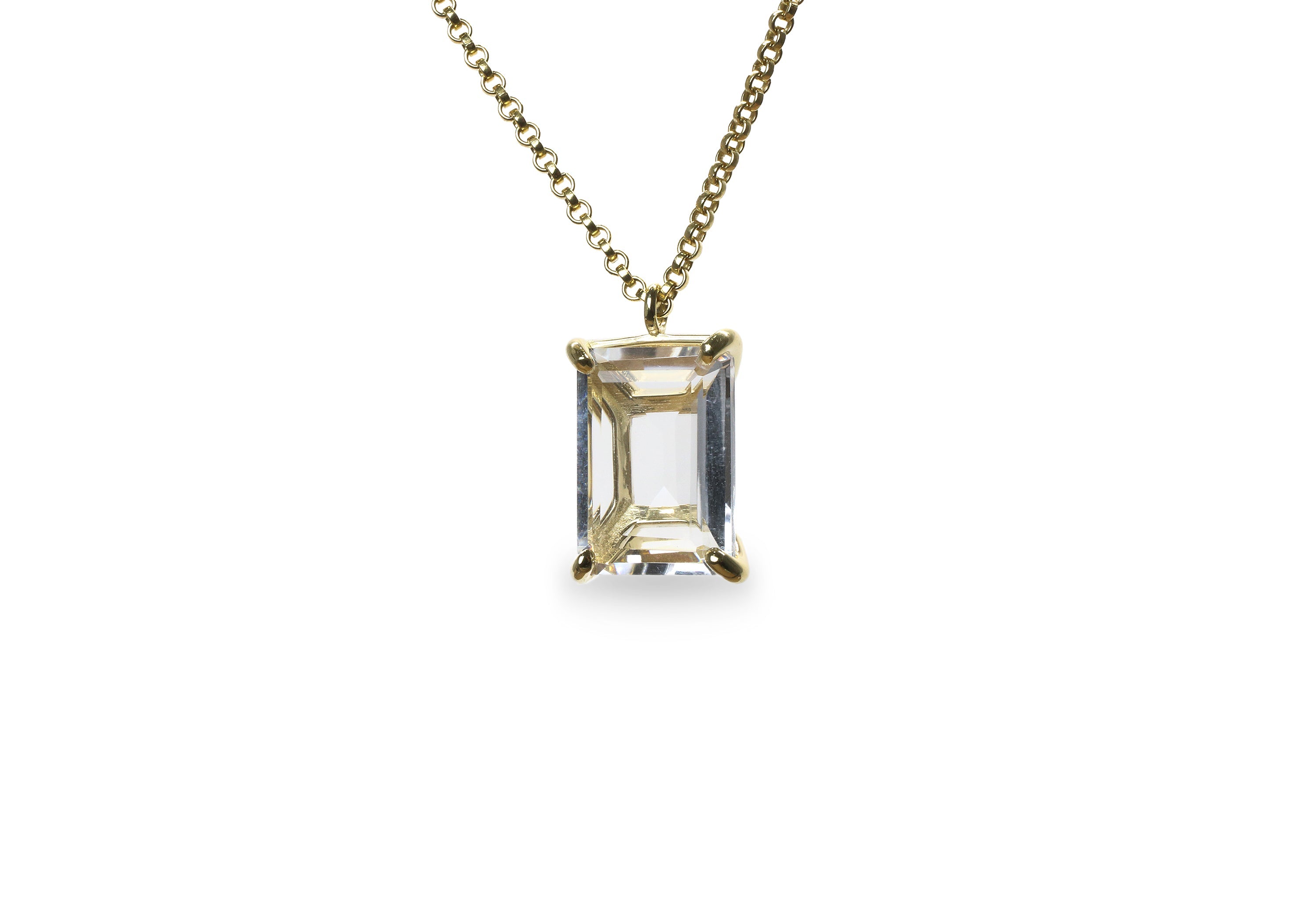Glam Rectangular Clear Quartz Necklace necklaces Anemone Jewelry