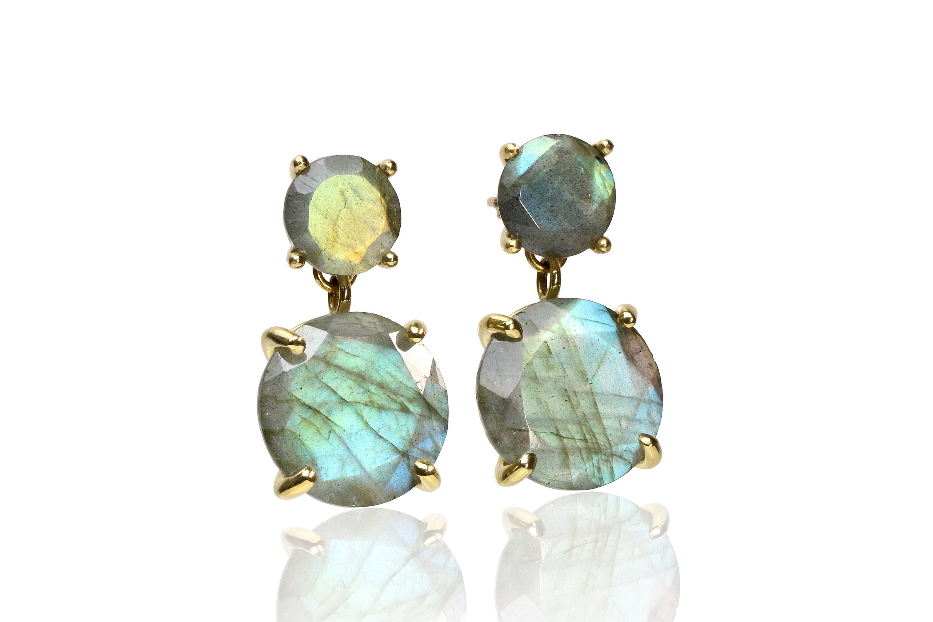 Statement Labradorite Earrings in Gold Earrings Anemone Jewelry