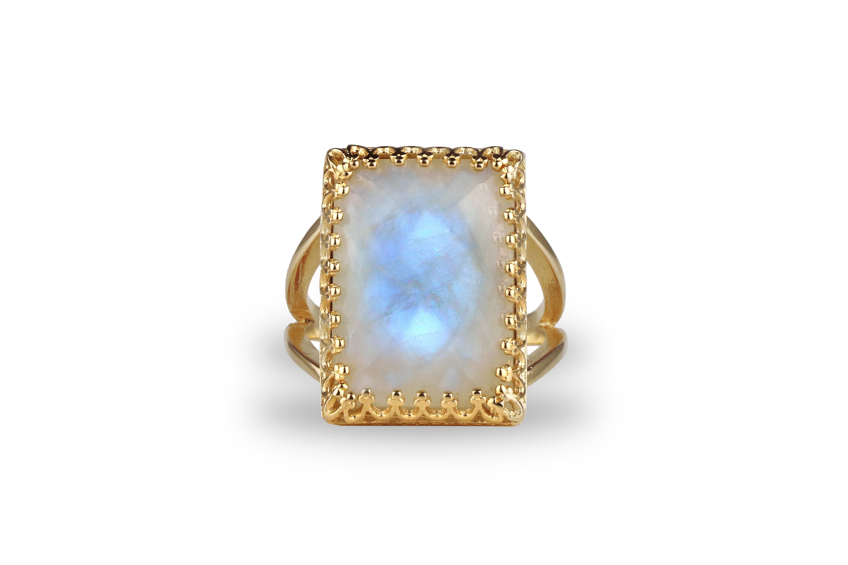 Faceted Moonstone in 14K Gold Ring Rings Anemone Jewelry