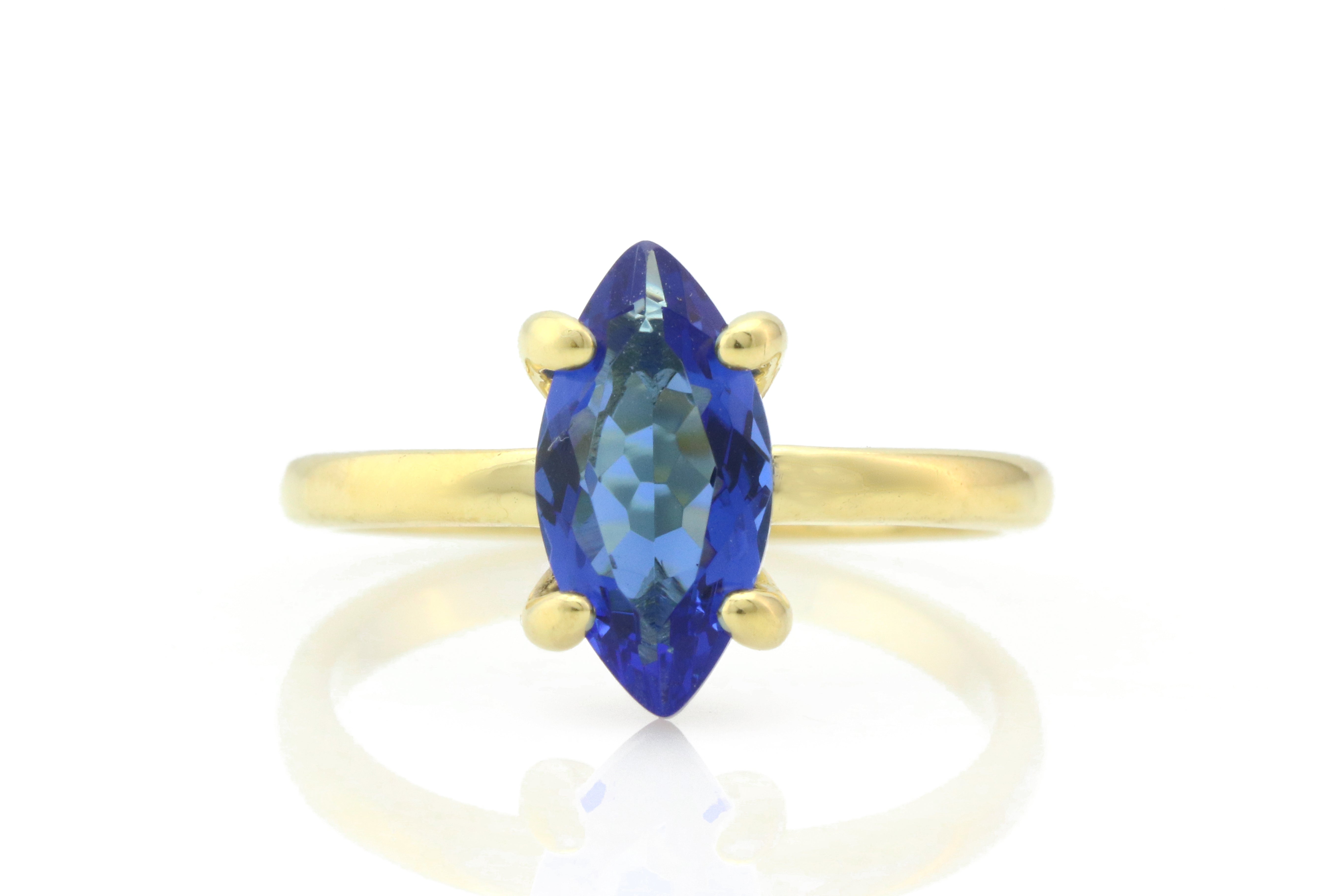 Classic Marquise Blue Sapphire Ring in Gold Rings Anemone Unique