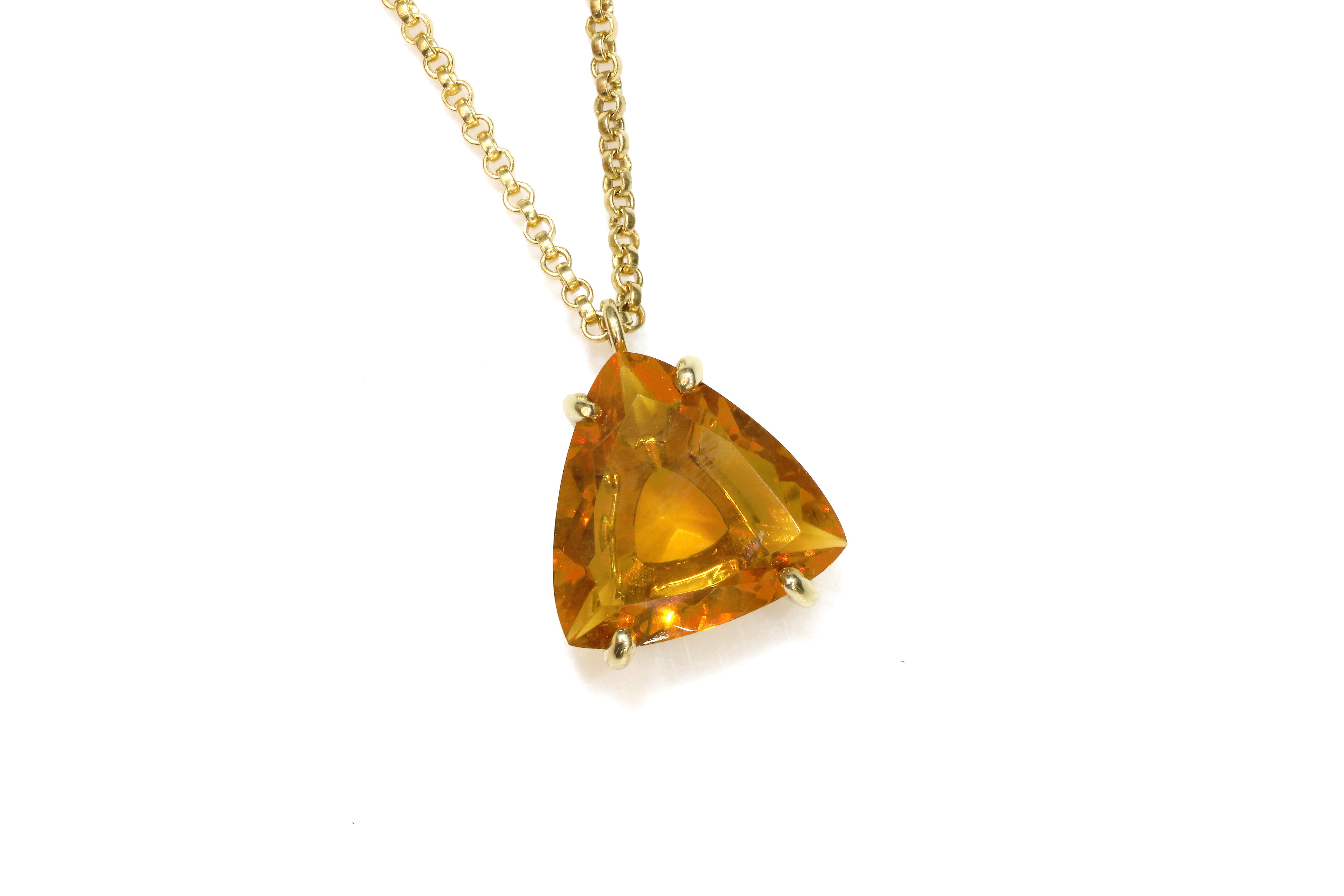 Brilliant Trillion Citrine 14k Gold Necklace necklaces Anemone Jewelry