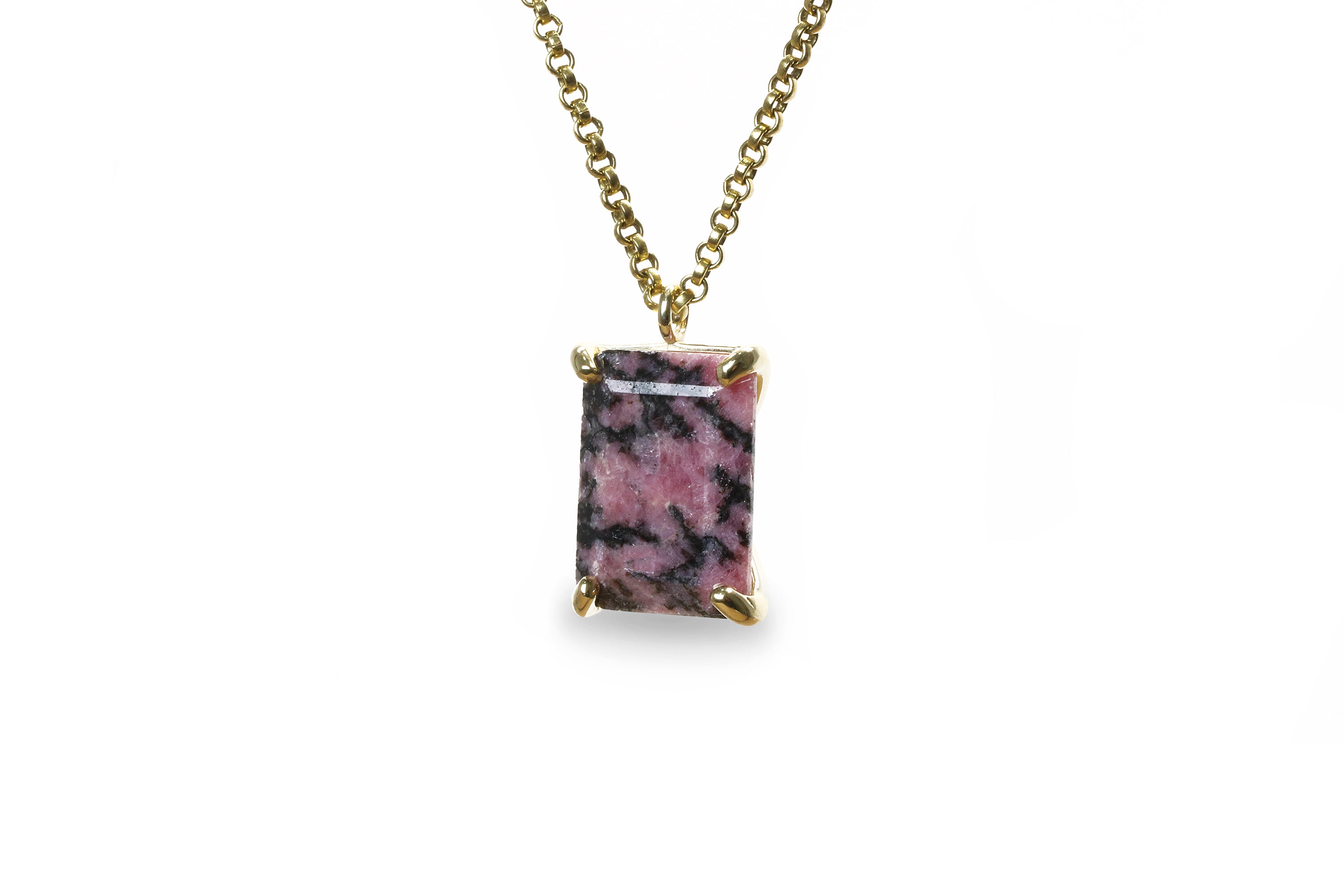 Rectangle Cut Rhodonite Crystal Necklace necklaces Anemone Jewelry