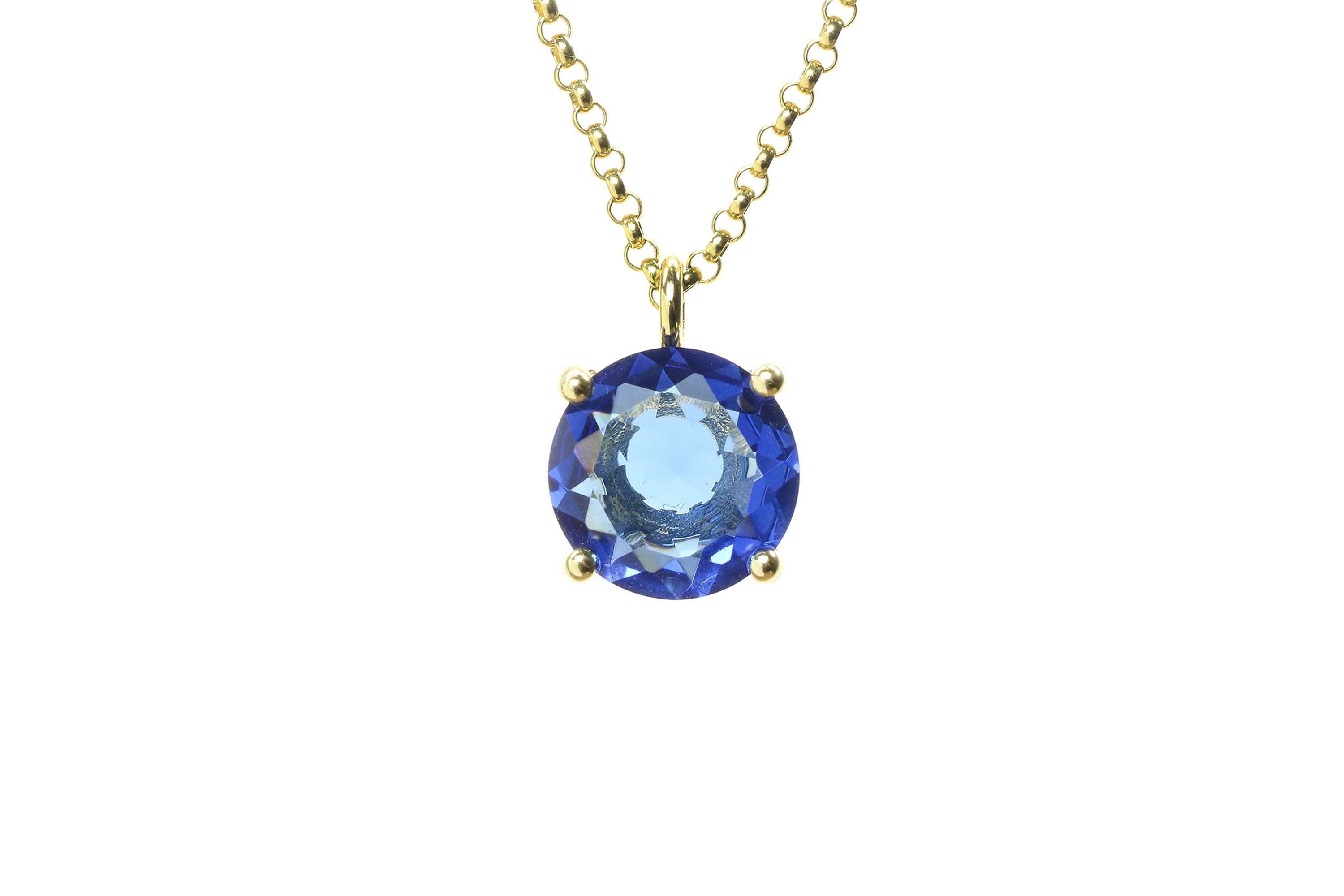 Blue Sapphire Gold Filled Pendant Necklace necklaces Anemone Unique