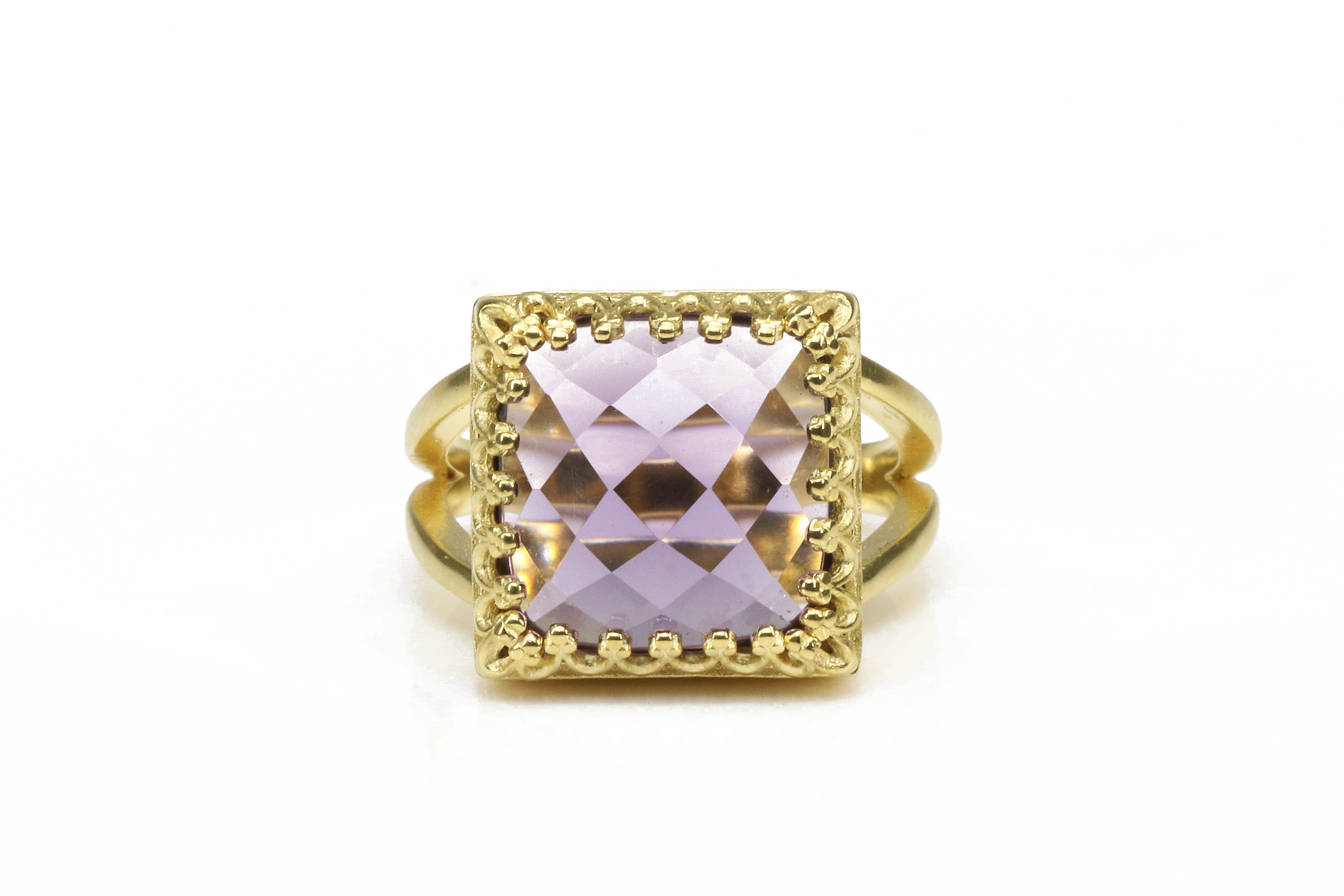 Amethyst Ring in 14k Gold-filled Double Band Rings Anemone Jewelry
